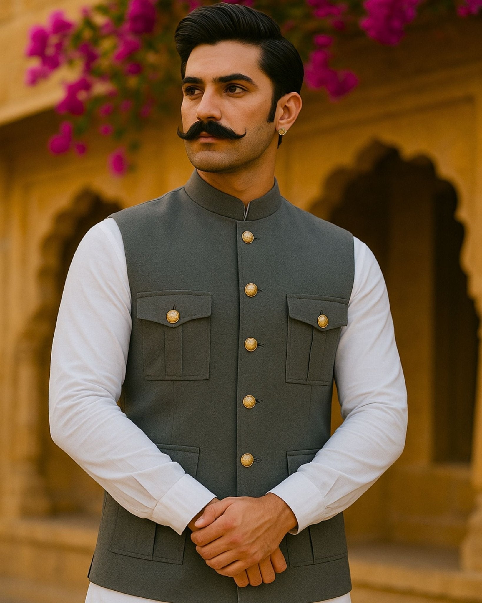 Hunting Jacket - Grey Color - Jaipuri Crown