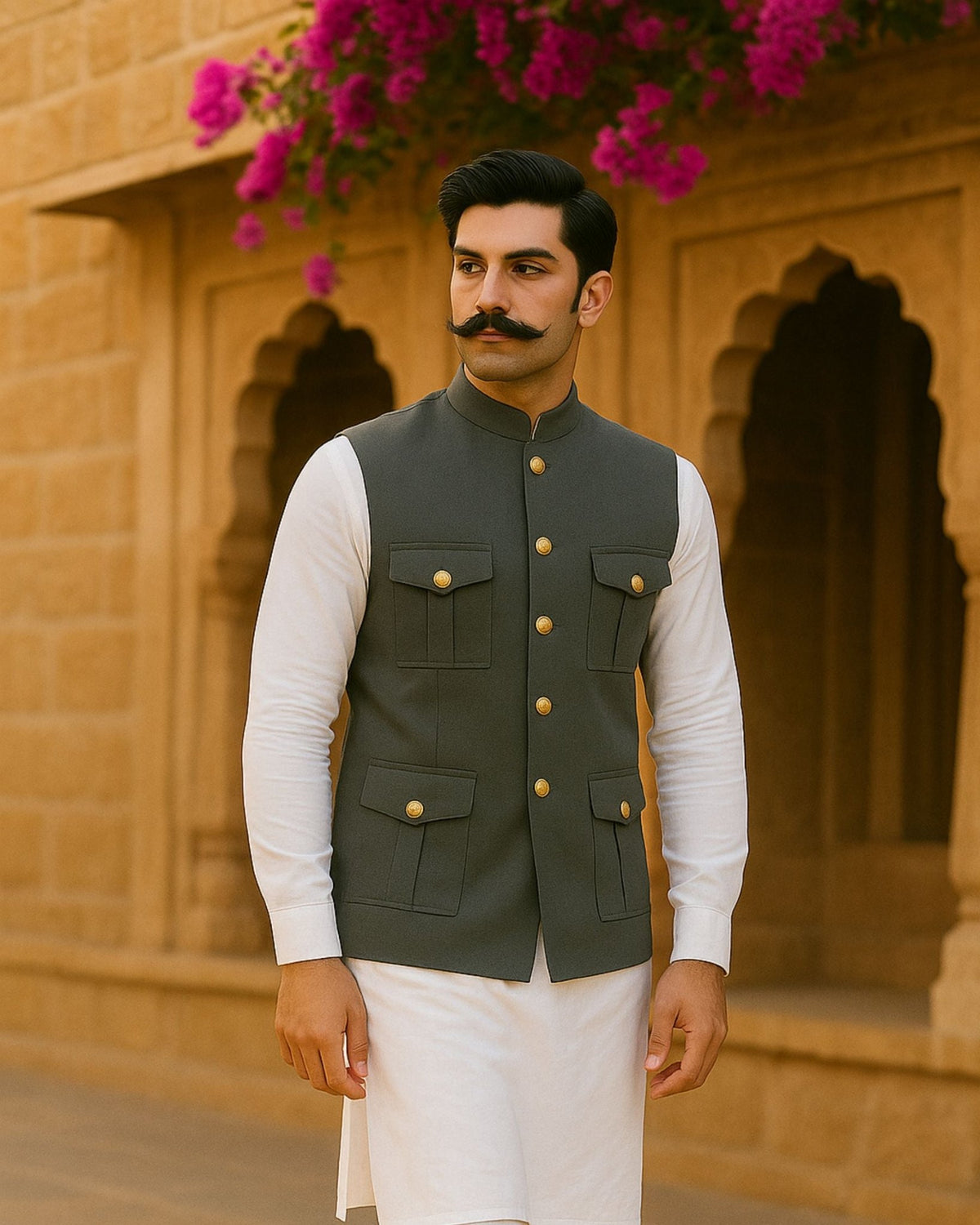 Hunting Jacket - Grey Color - Jaipuri Crown