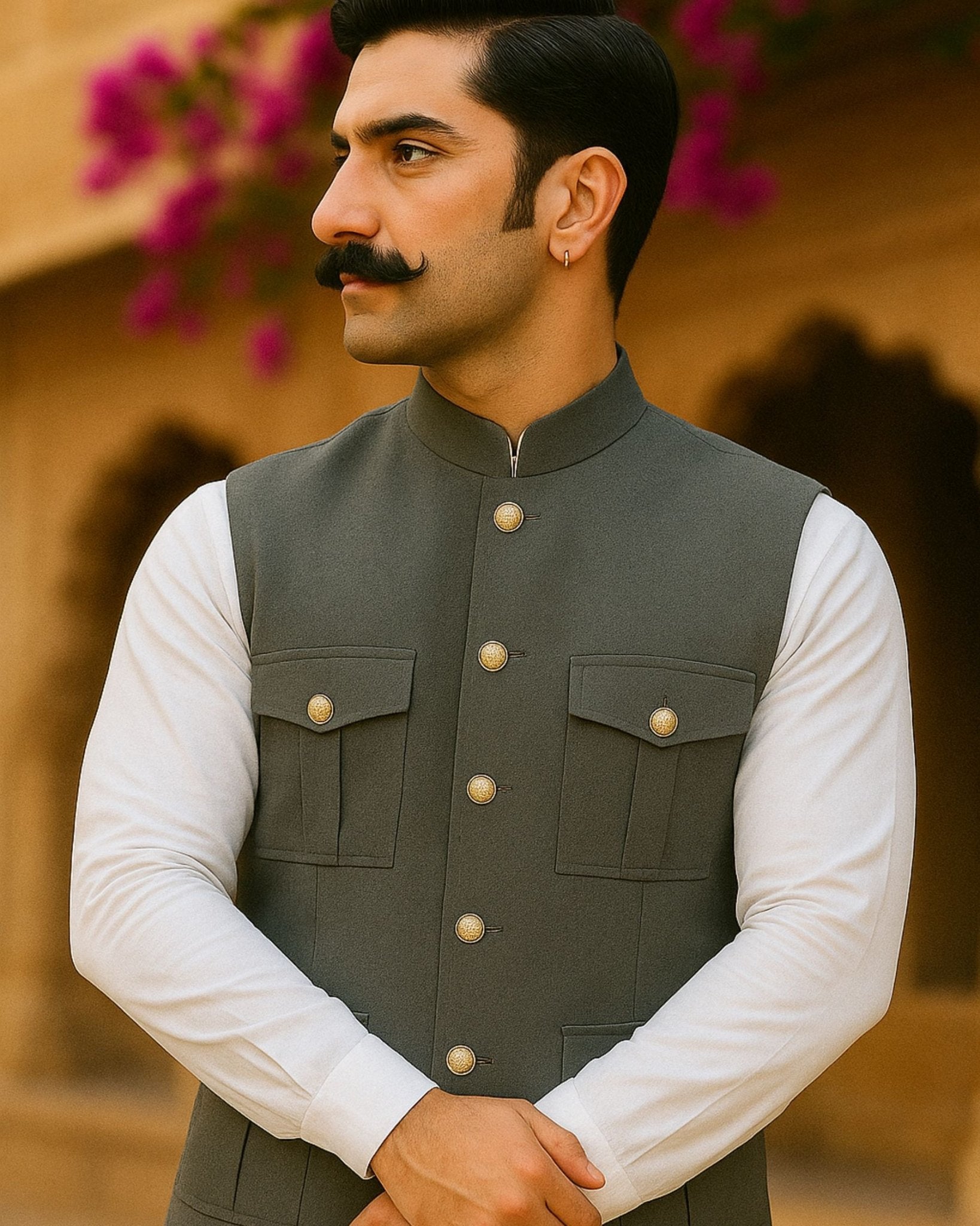 Hunting Jacket - Grey Color - Jaipuri Crown
