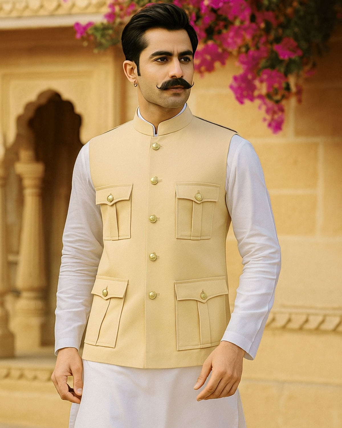 Hunting Jacket - Ivory Cream - Jaipuri Crown