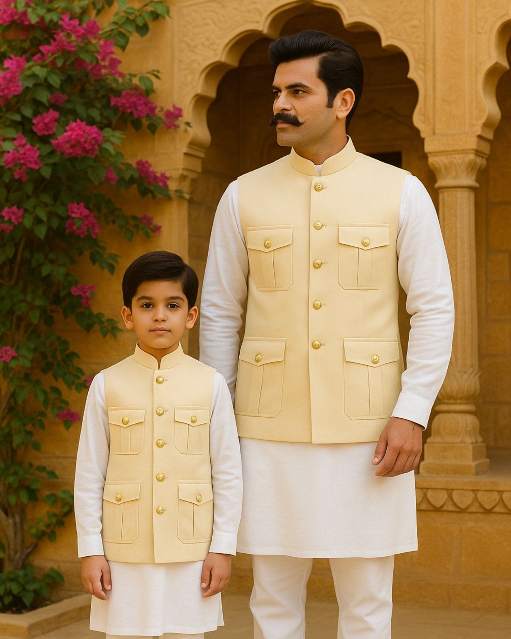 Hunting Jacket - Ivory Cream - Jaipuri Crown