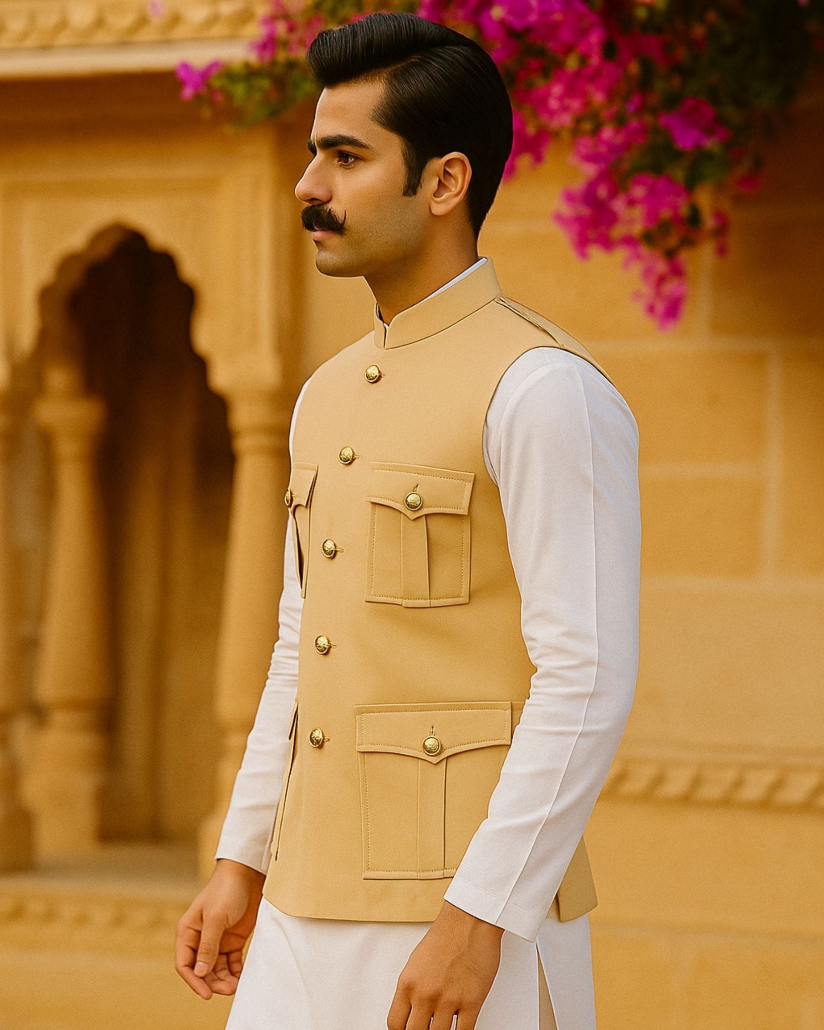 Hunting Jacket - Ivory Cream - Jaipuri Crown
