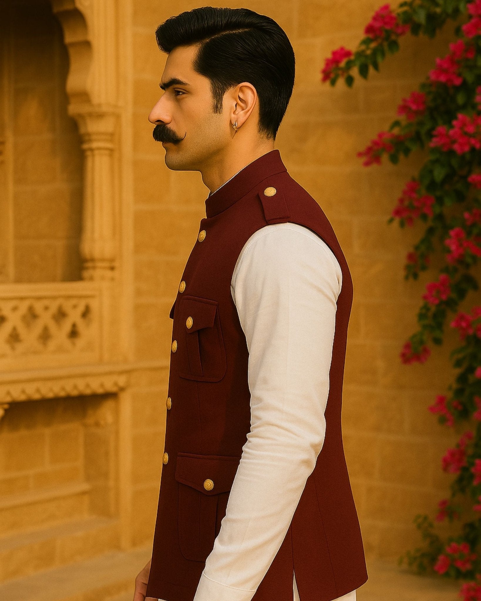 Hunting Jacket - Maroon - Jaipuri Crown
