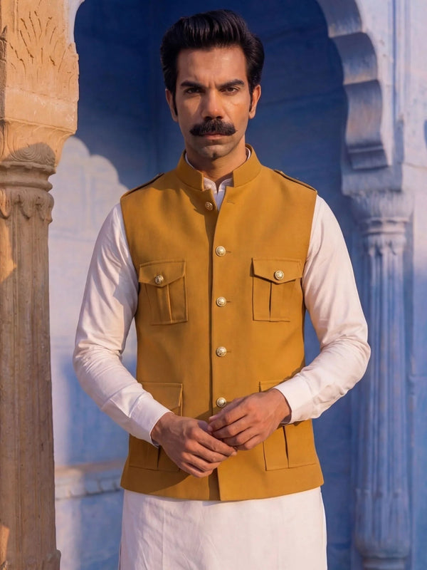 Hunting Jacket - Mustard Yellow - Jaipuri Crown