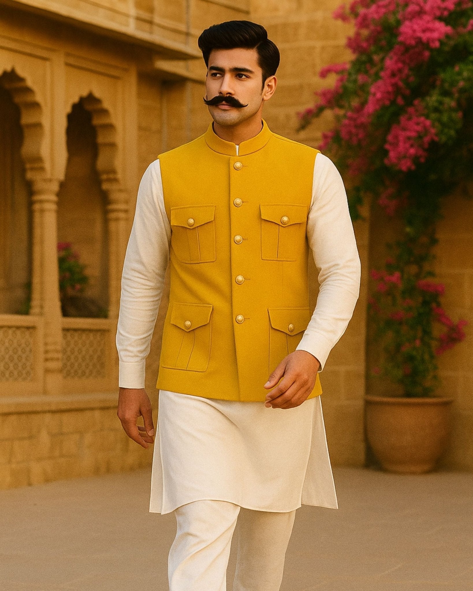 Hunting Jacket - Musterd Yellow - Jaipuri Crown