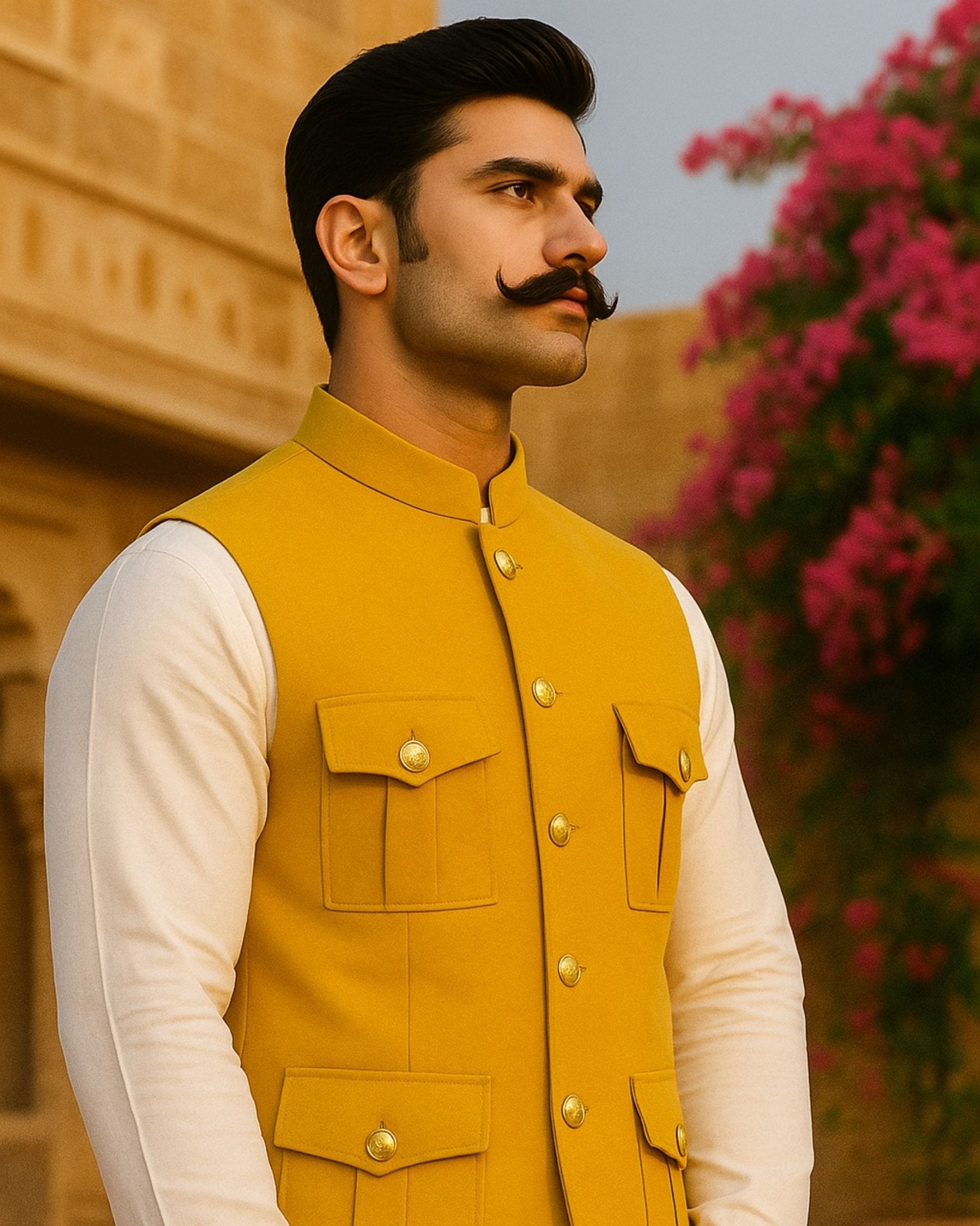 Hunting Jacket - Musterd Yellow - Jaipuri Crown