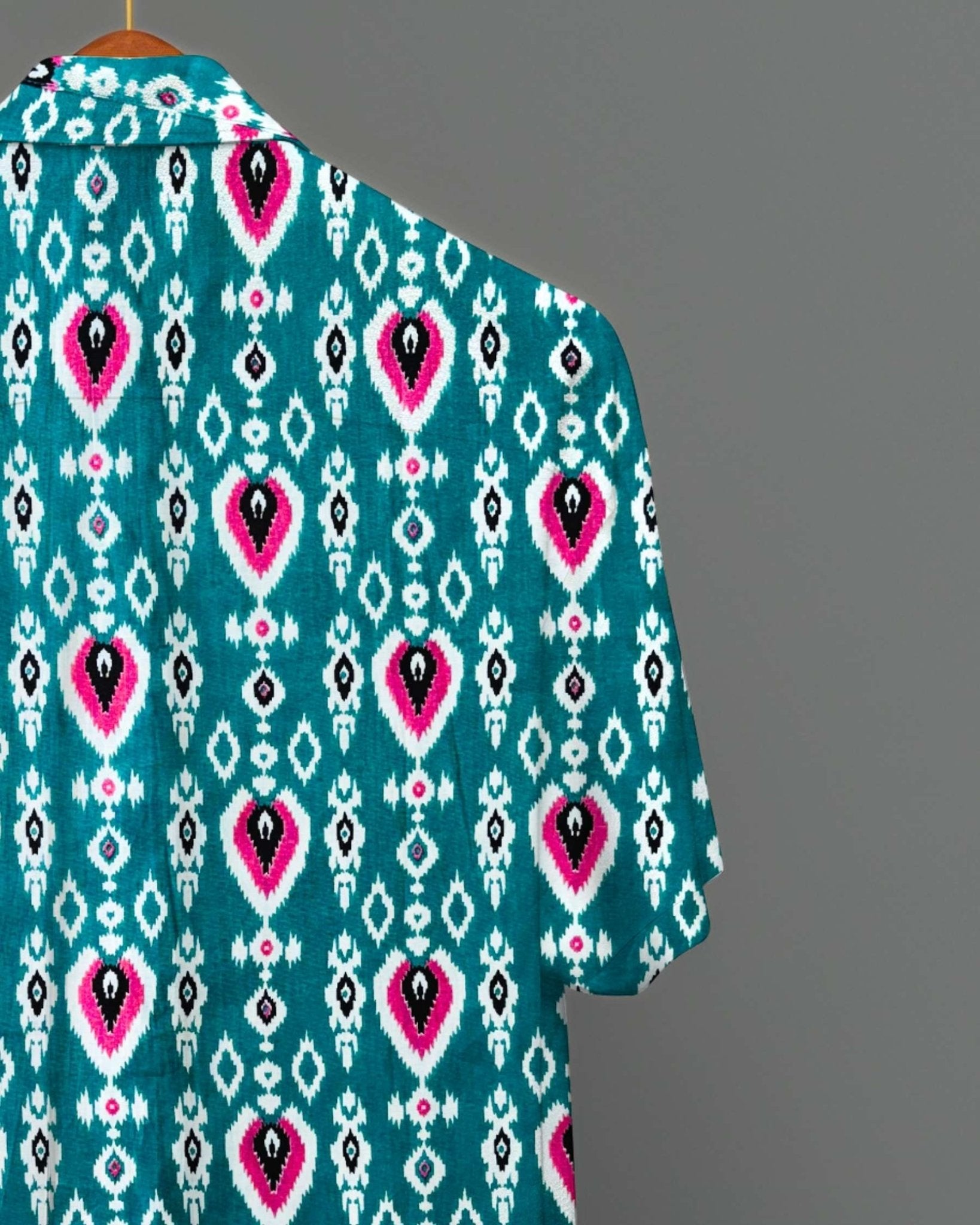 Ikat Heartbeat – Half Sleeve Cotton Shirt - Jaipuri Crown