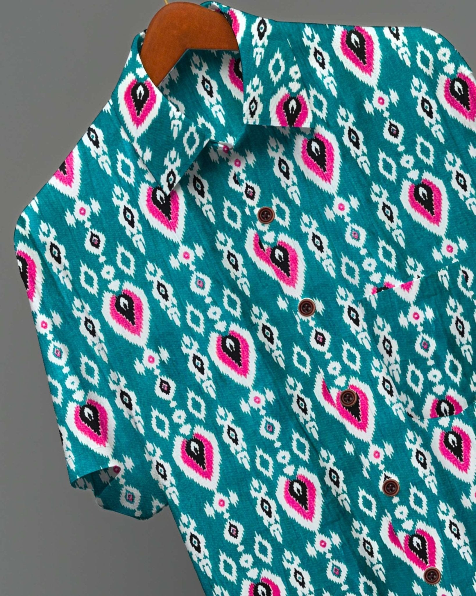 Ikat Heartbeat – Half Sleeve Cotton Shirt - Jaipuri Crown