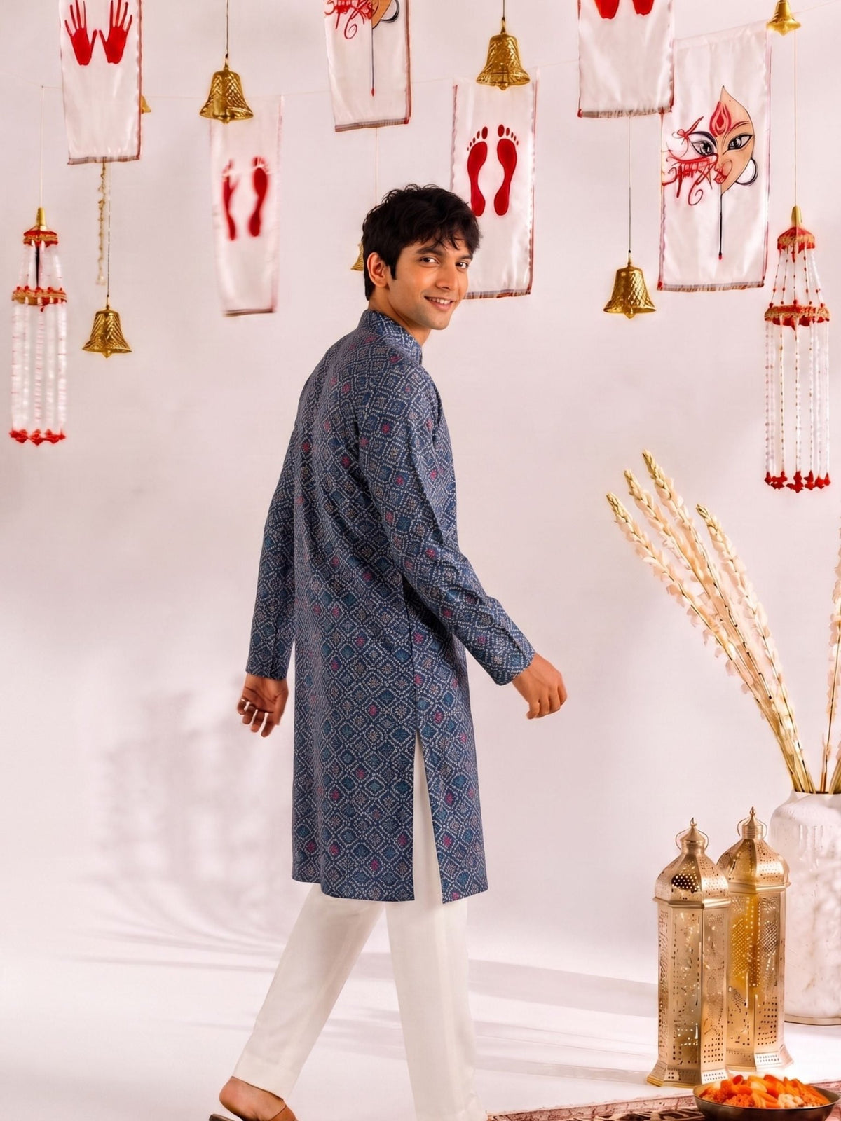 Indigo Blossom – Block Print Long Kurta - Jaipuri Crown