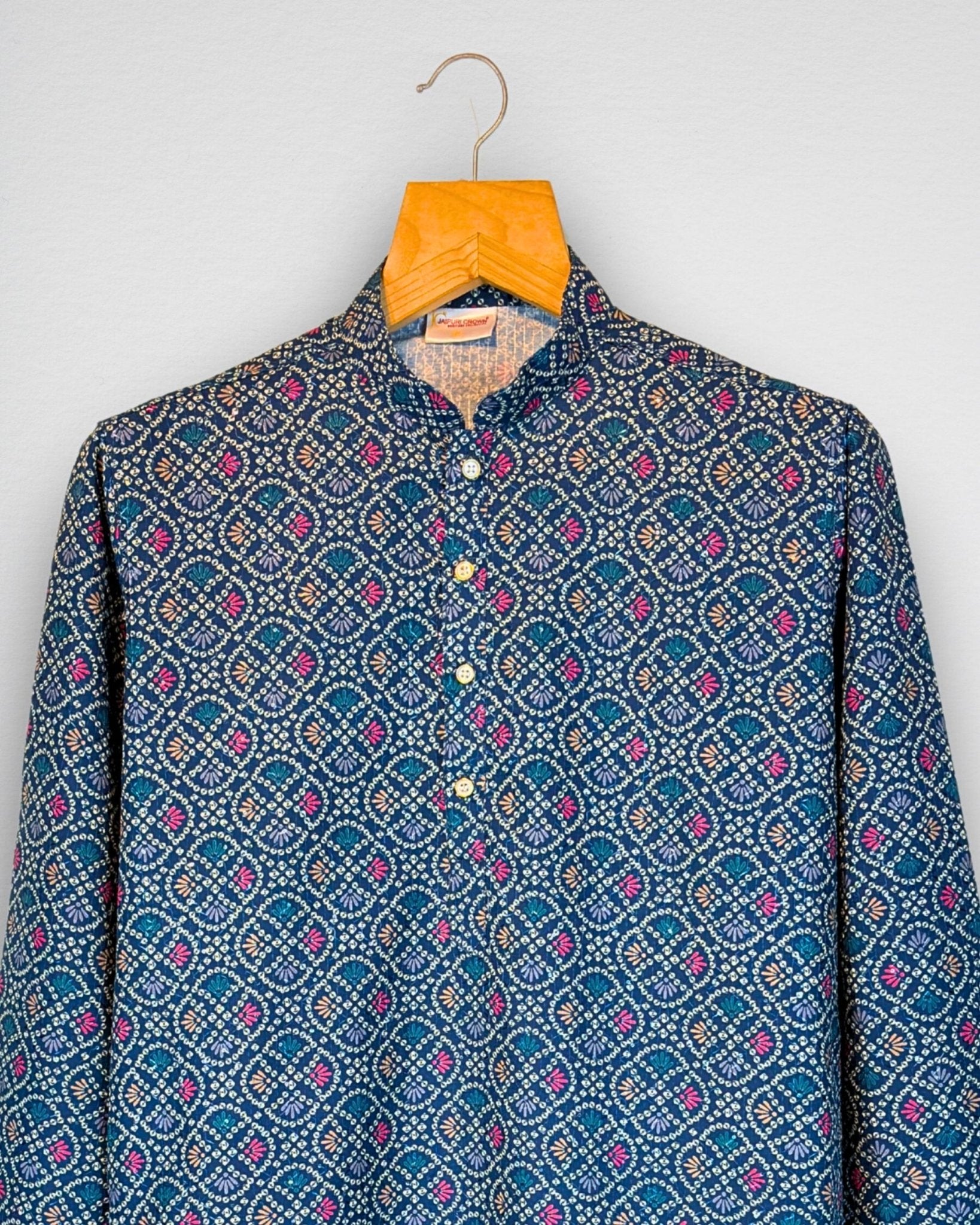 Indigo Blossom – Block Print Long Kurta - Jaipuri Crown