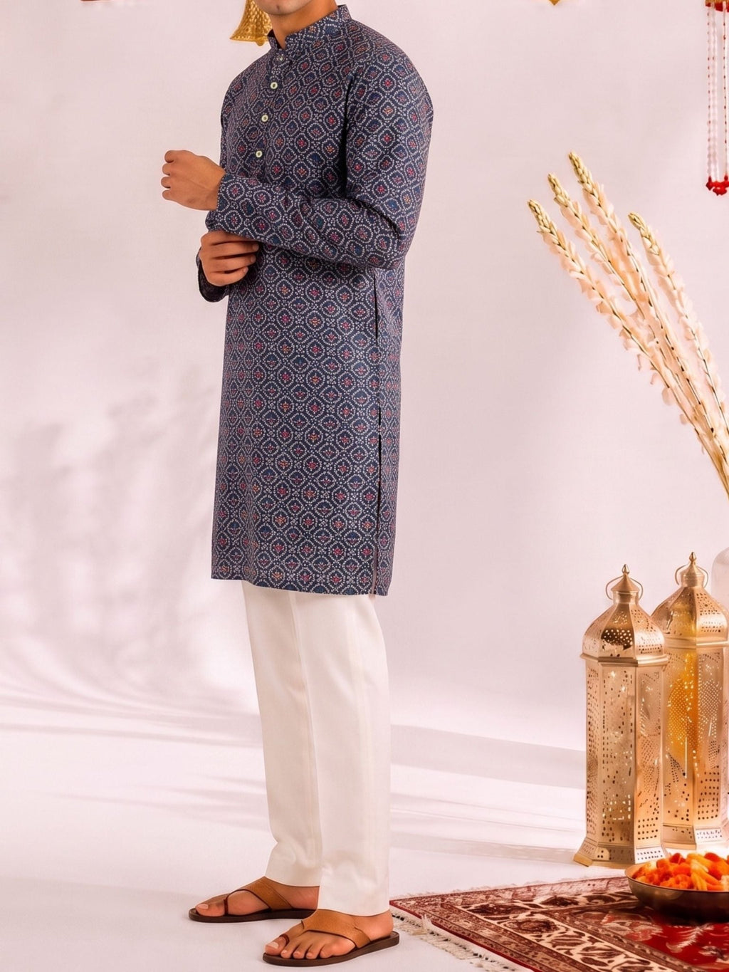 Indigo Blossom – Block Print Long Kurta - Jaipuri Crown