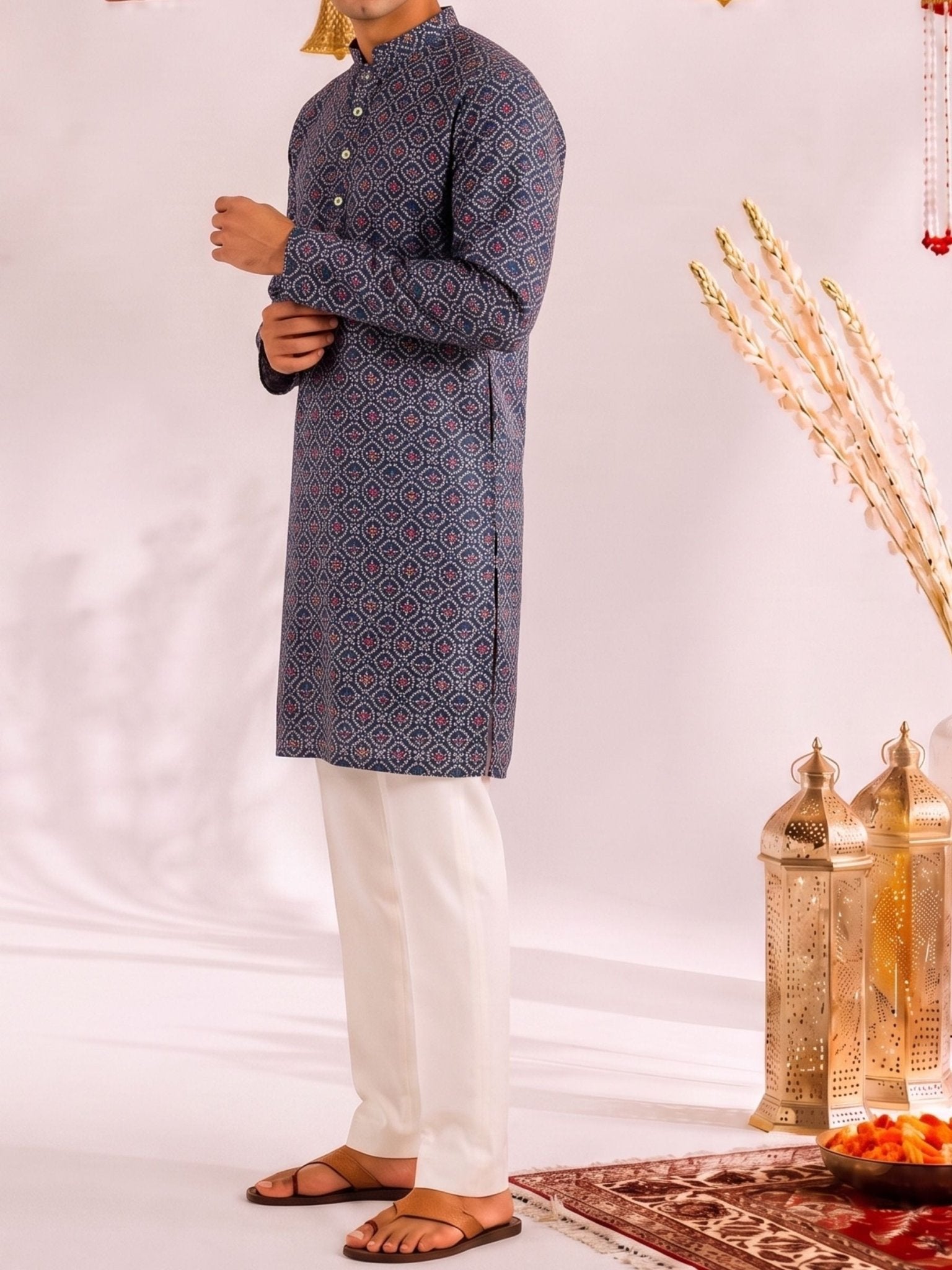 Indigo Blossom – Block Print Long Kurta - Jaipuri Crown