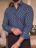 Indigo Elephant Buta – Cotton Full Sleeve Shirt - Jaipuri Crown
