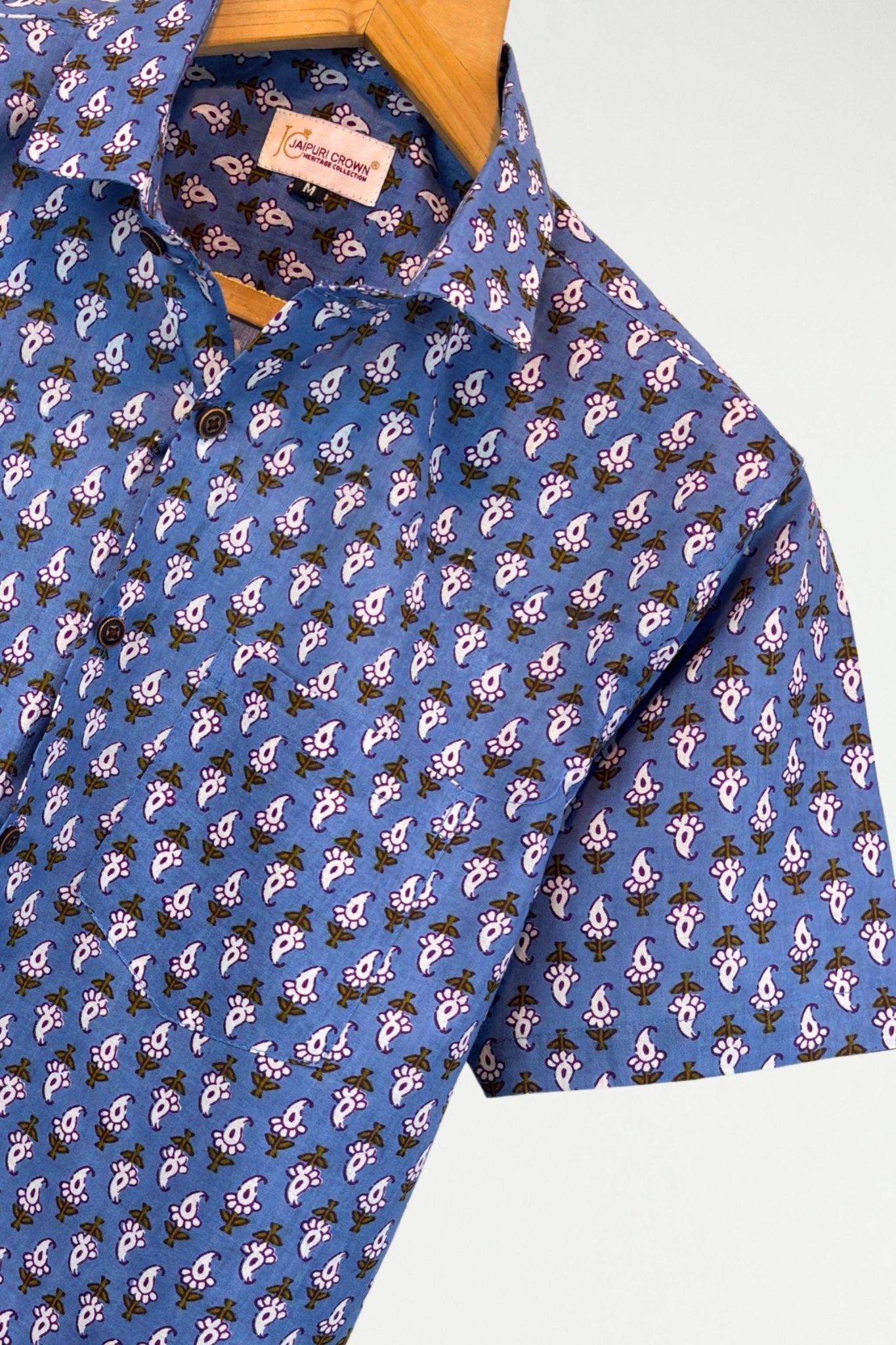 Indigo Garden – Half Sleeve Cotton Shirt - Jaipuri Crown