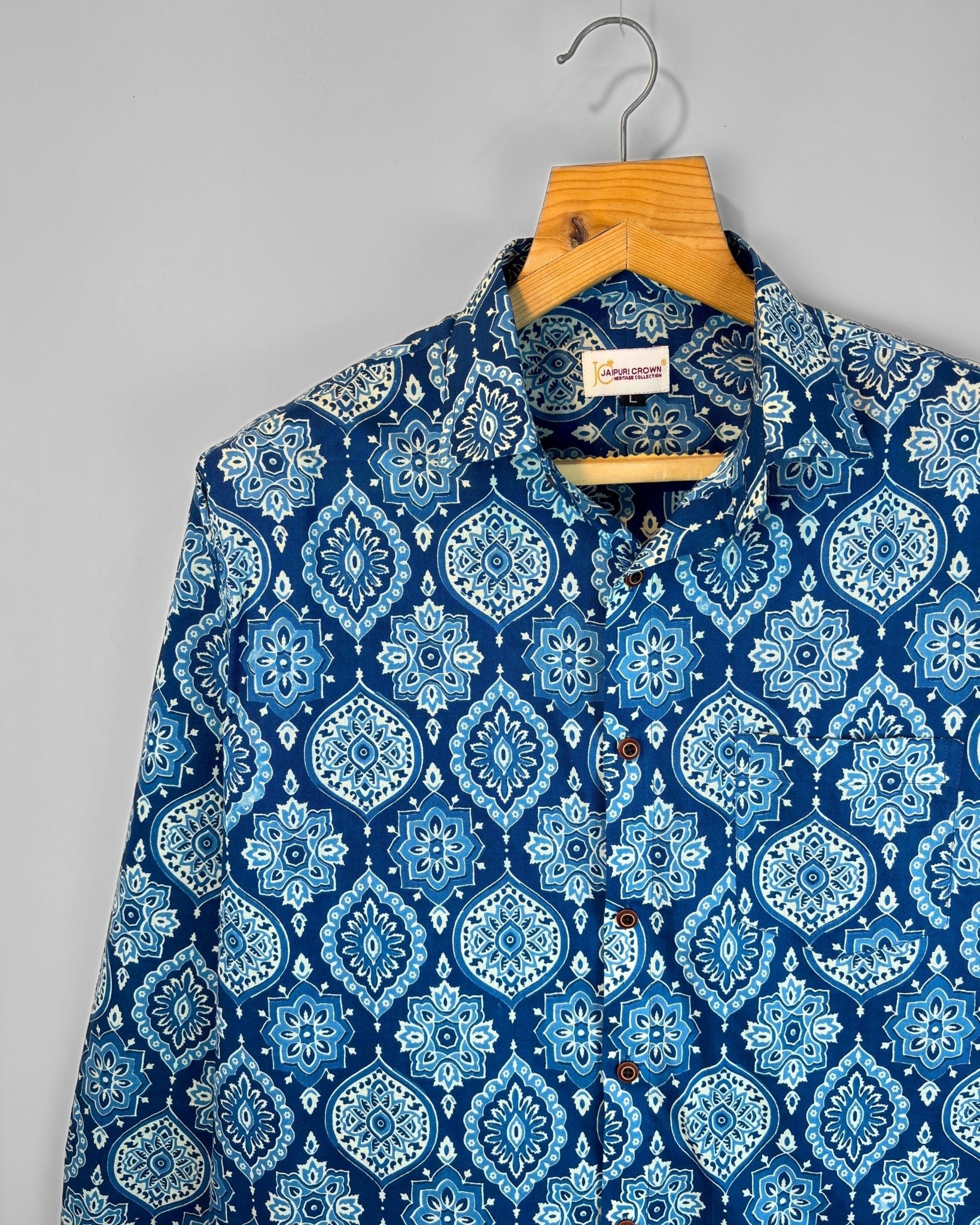 indigo kalamkari - Pure Cotton Shirt - Jaipuri Crown