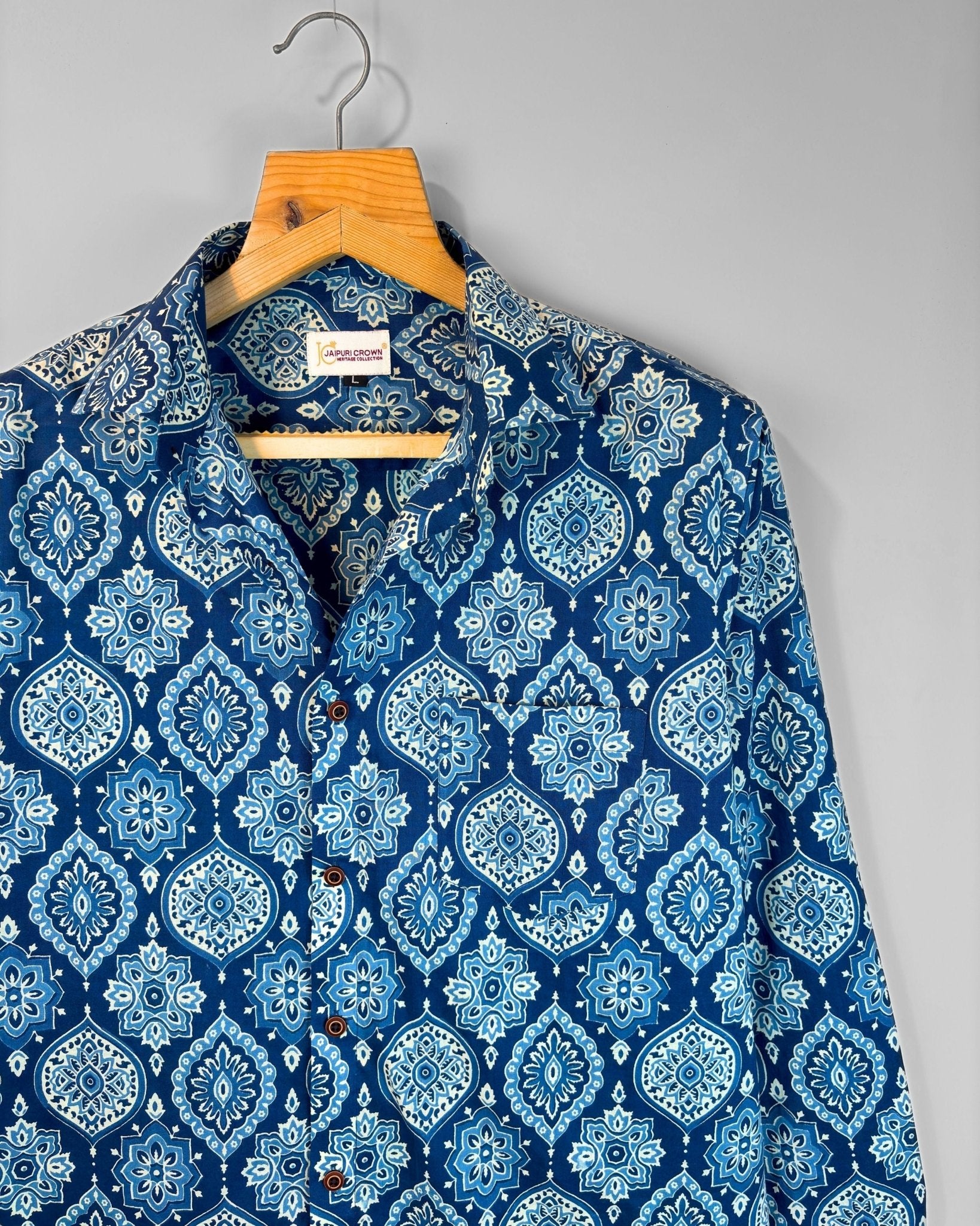 indigo kalamkari - Pure Cotton Shirt - Jaipuri Crown