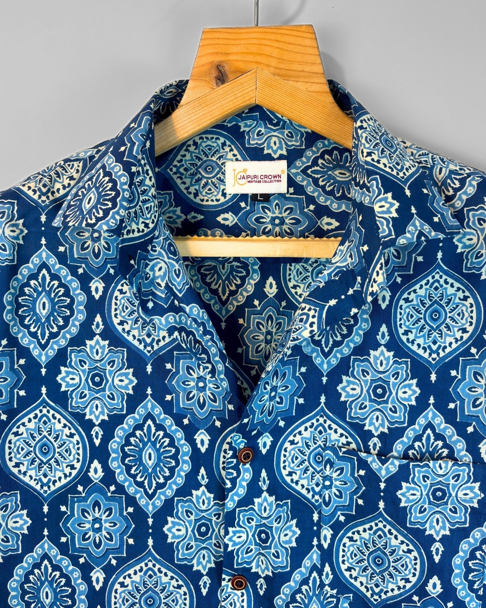 indigo kalamkari - Pure Cotton Shirt - Jaipuri Crown