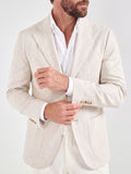 Ivory Cream Semi Linen Blazer for Men - Jaipuri Crown