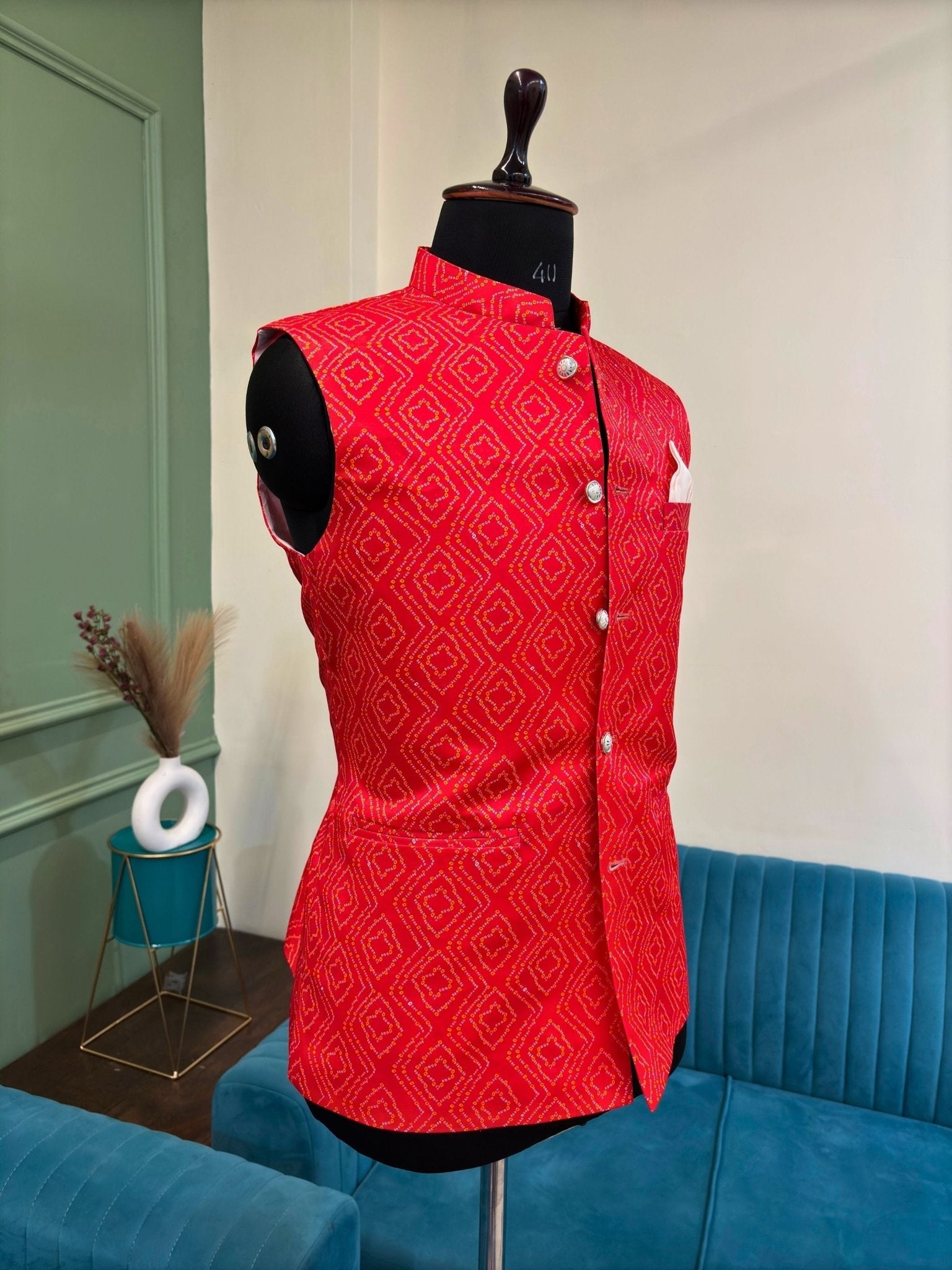 Jaipuri Bandhej Modi Jacket - Jaipuri Crown