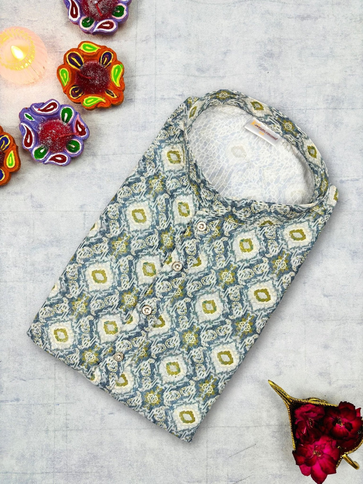 Jewel Silver Printed Kurta - Jaipuri Crown