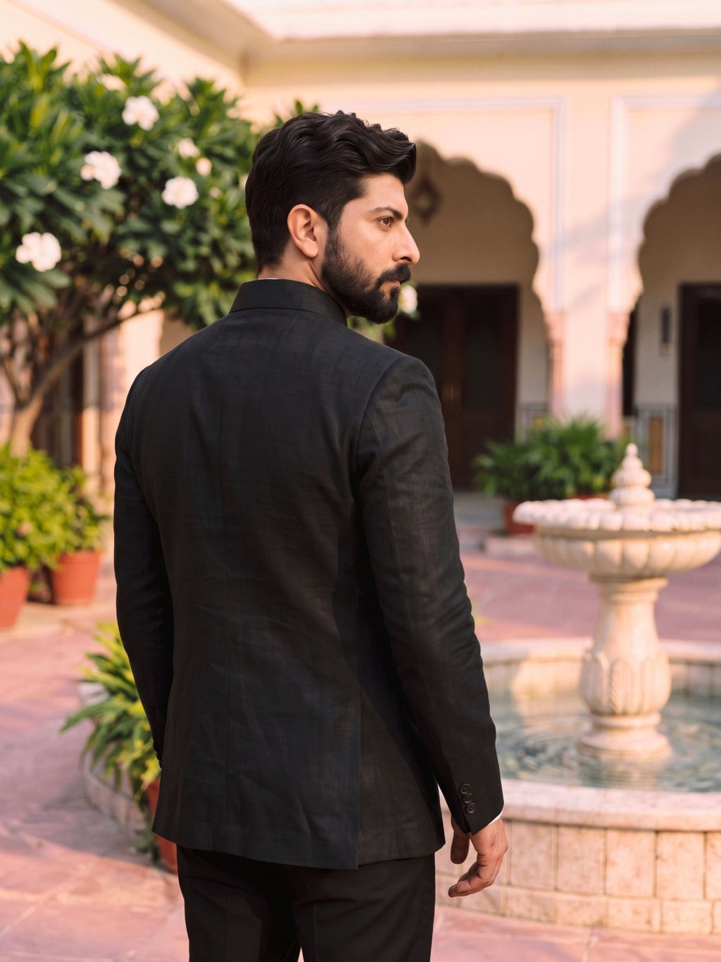 Jodhpuri Bandhgala Cotton Linen - Black - Jaipuri Crown