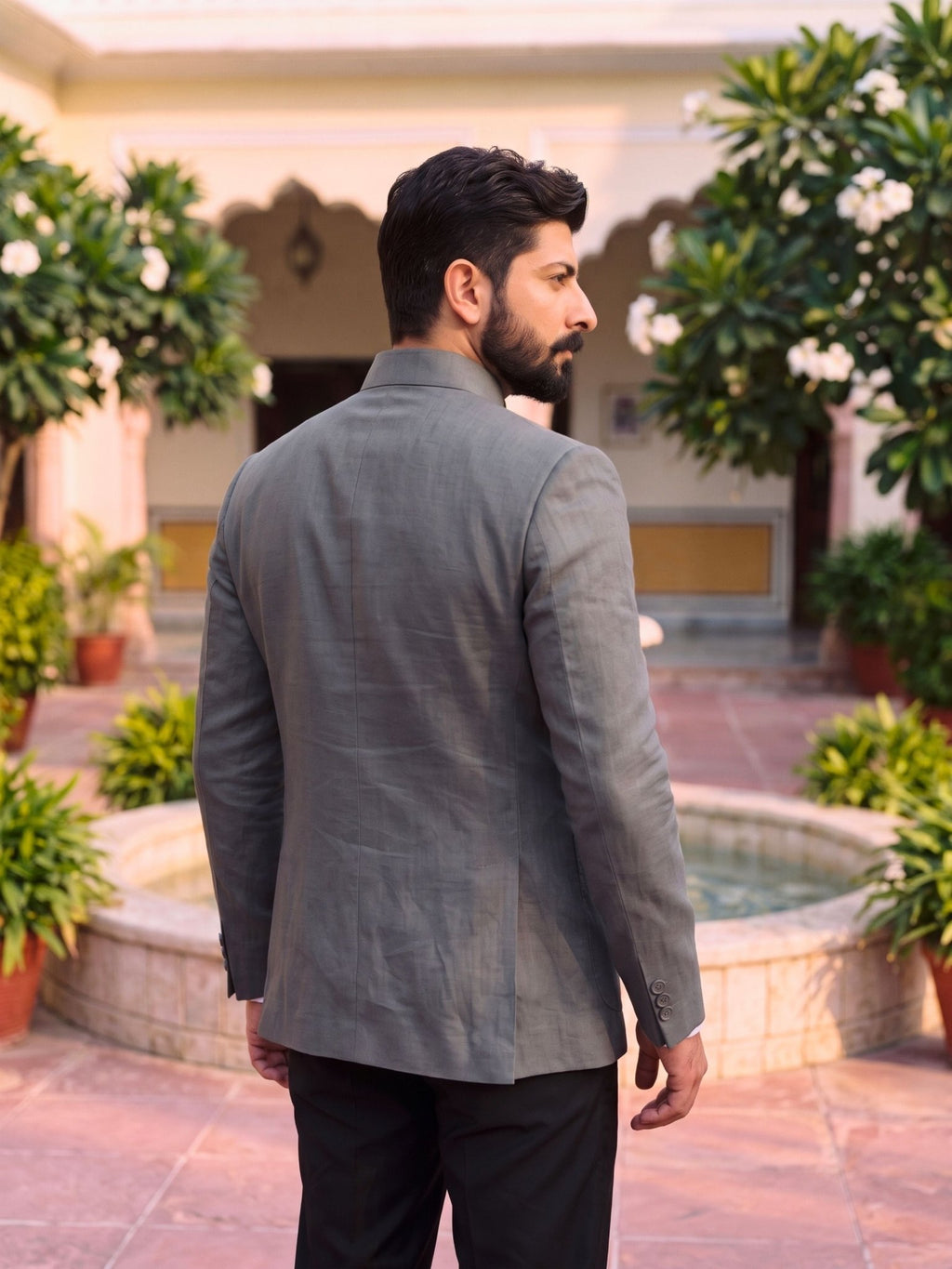 Jodhpuri Bandhgala Cotton Linen - Grey Color - Jaipuri Crown