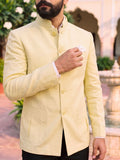Jodhpuri Bandhgala Cotton Linen - Light Yellow - Jaipuri Crown