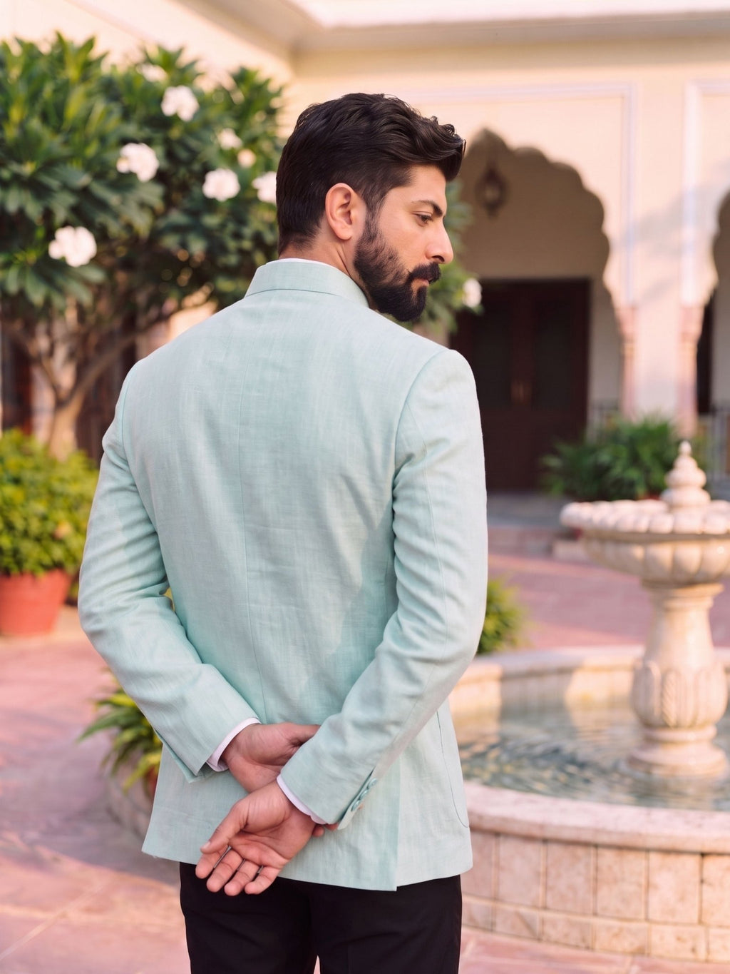 Jodhpuri Bandhgala Cotton Linen - Mint Green - Jaipuri Crown