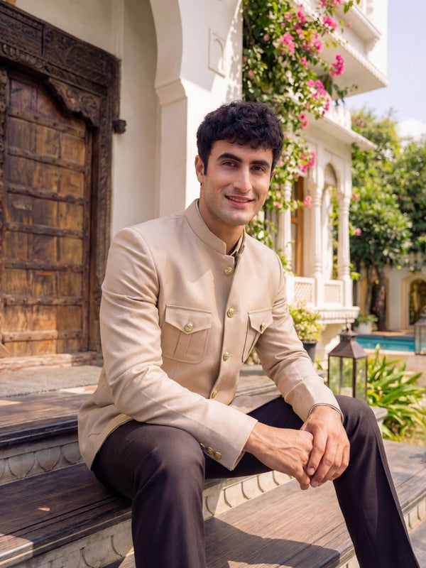 Jodhpuri Bandhgala- Ivory Cream - Jaipuri Crown
