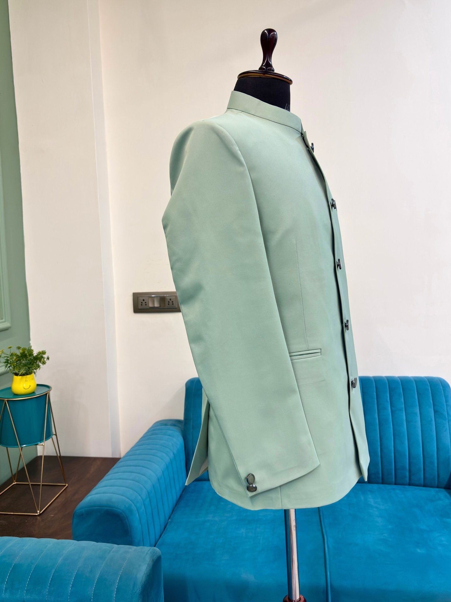 Jodhpuri Bandhgala Jacket - Light Green - Jaipuri Crown
