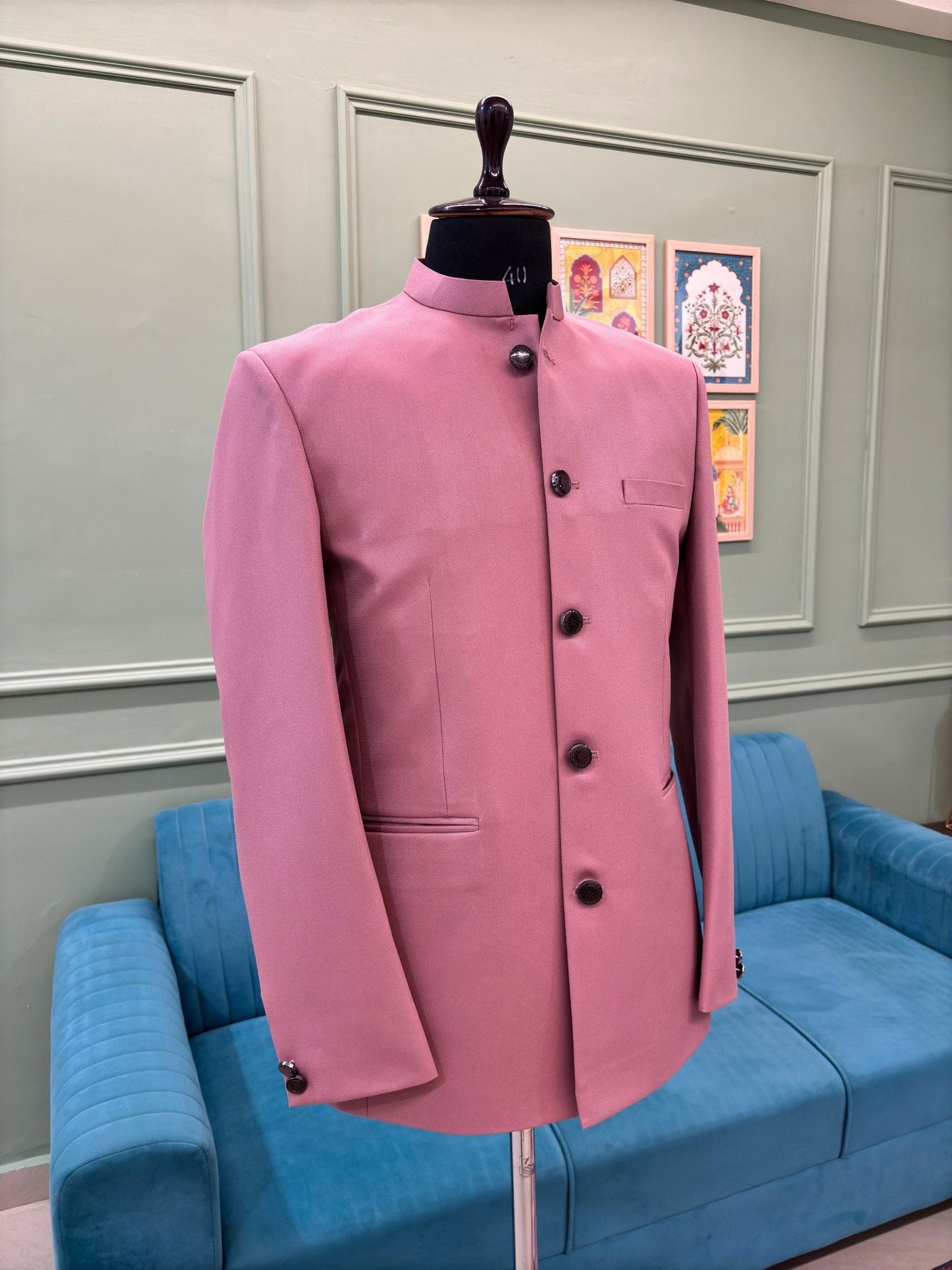 Jodhpuri Bandhgala Jacket - Royal Pink - Jaipuri Crown