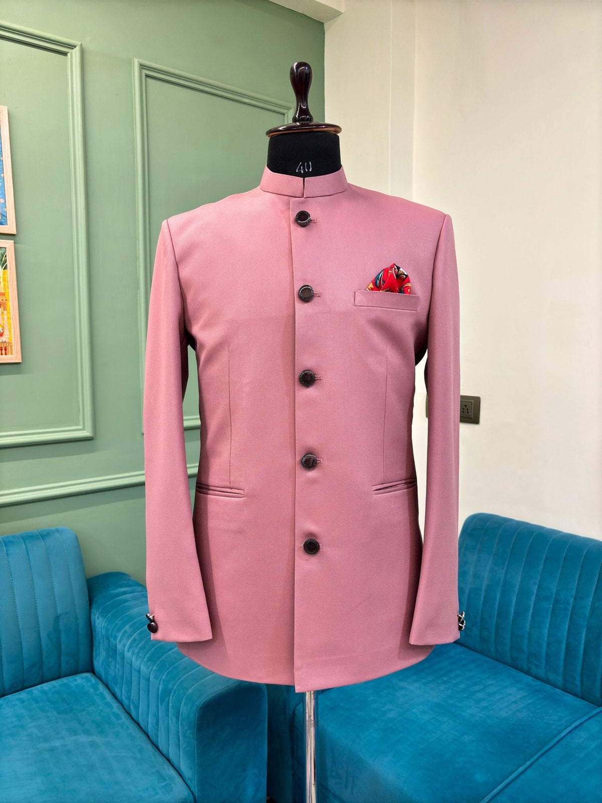 Jodhpuri Bandhgala Jacket - Royal Pink - Jaipuri Crown