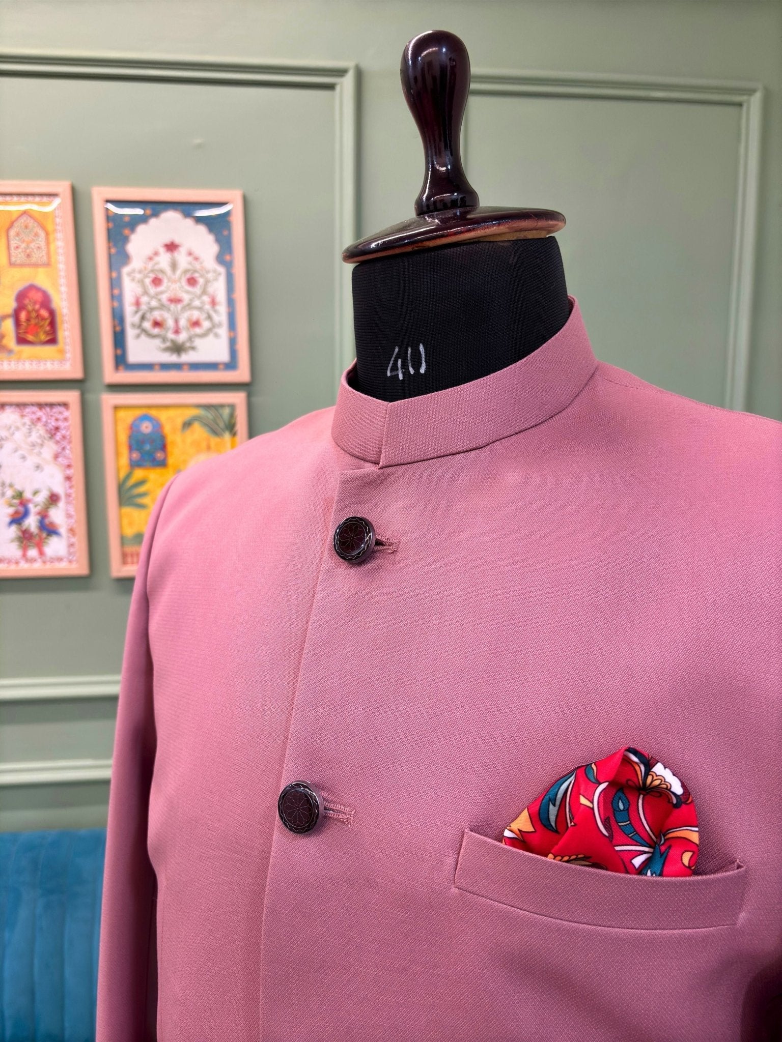 Jodhpuri Bandhgala Jacket - Royal Pink - Jaipuri Crown