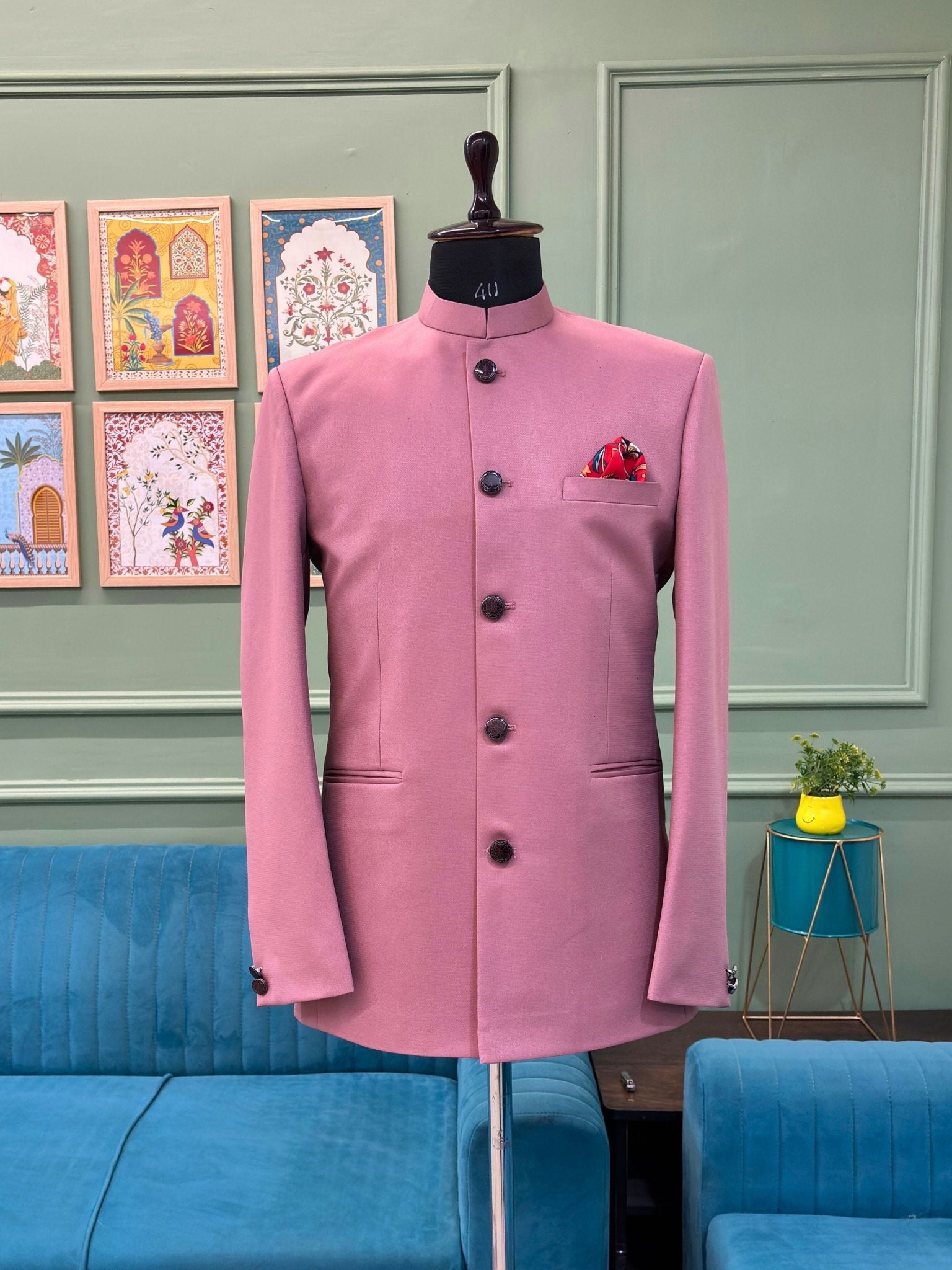 Jodhpuri Bandhgala Jacket - Royal Pink - Jaipuri Crown