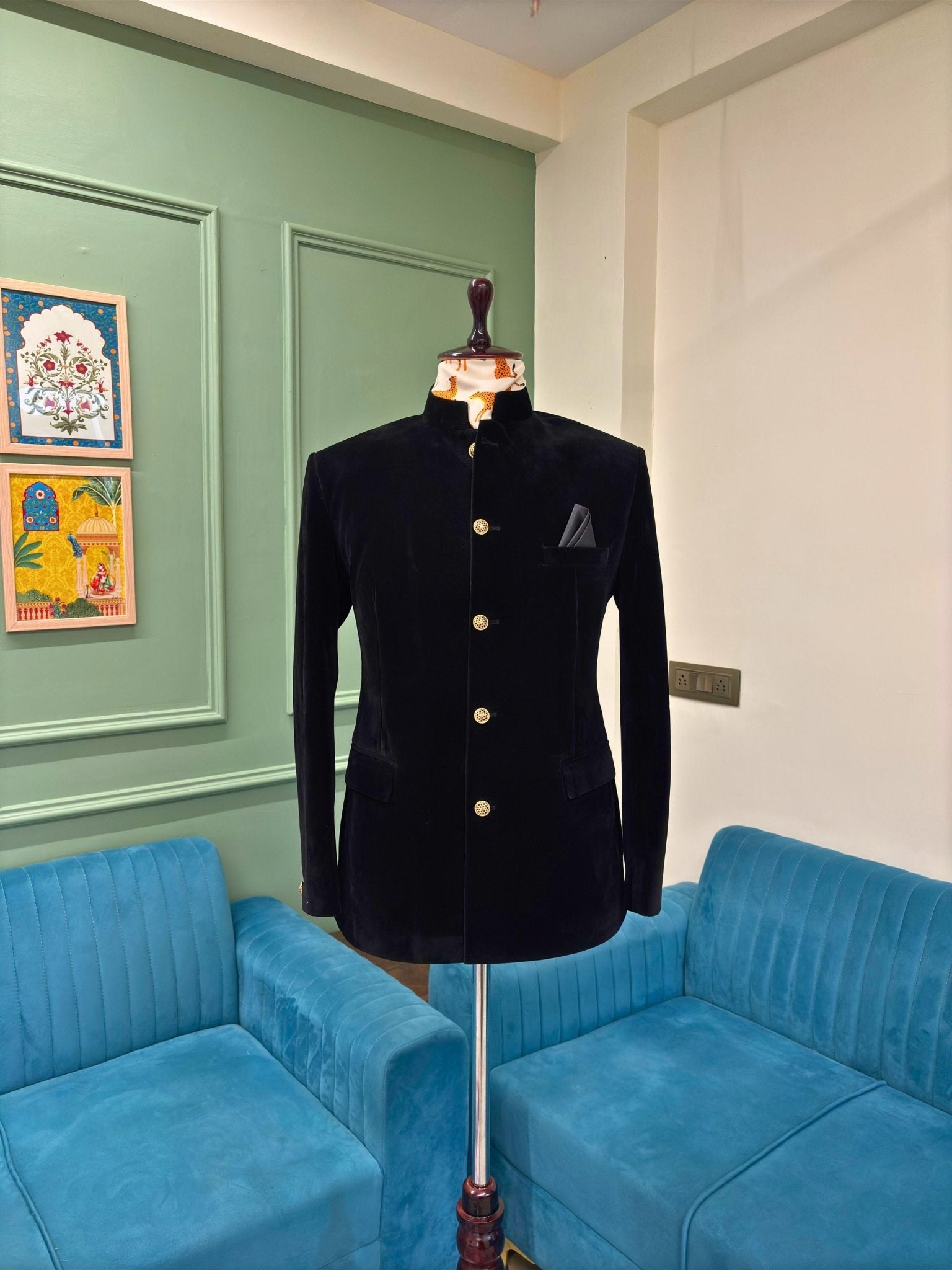 Jodhpuri Bandhgala Suit - Black - Jaipuri Crown