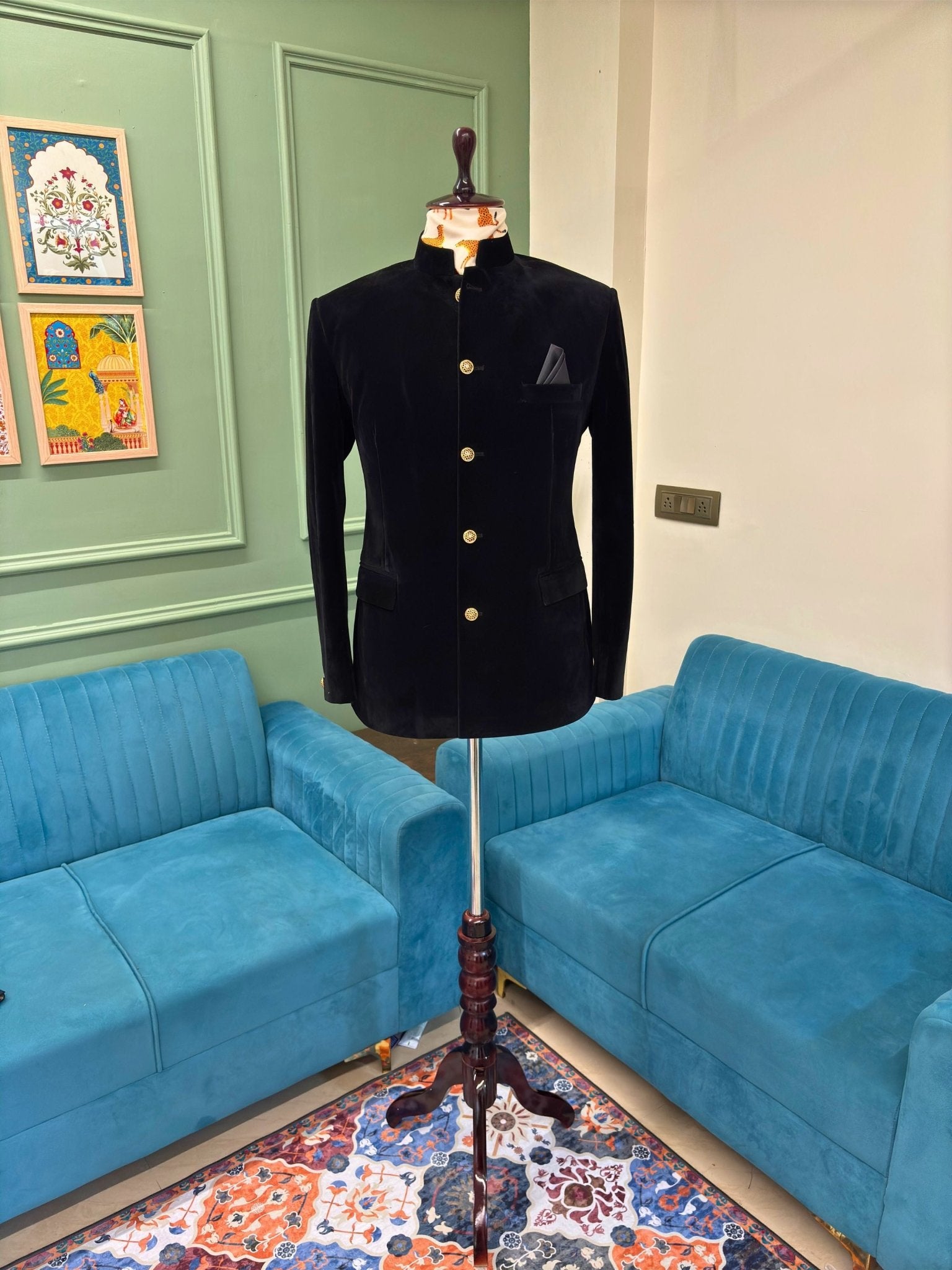 Jodhpuri Bandhgala Suit - Black - Jaipuri Crown