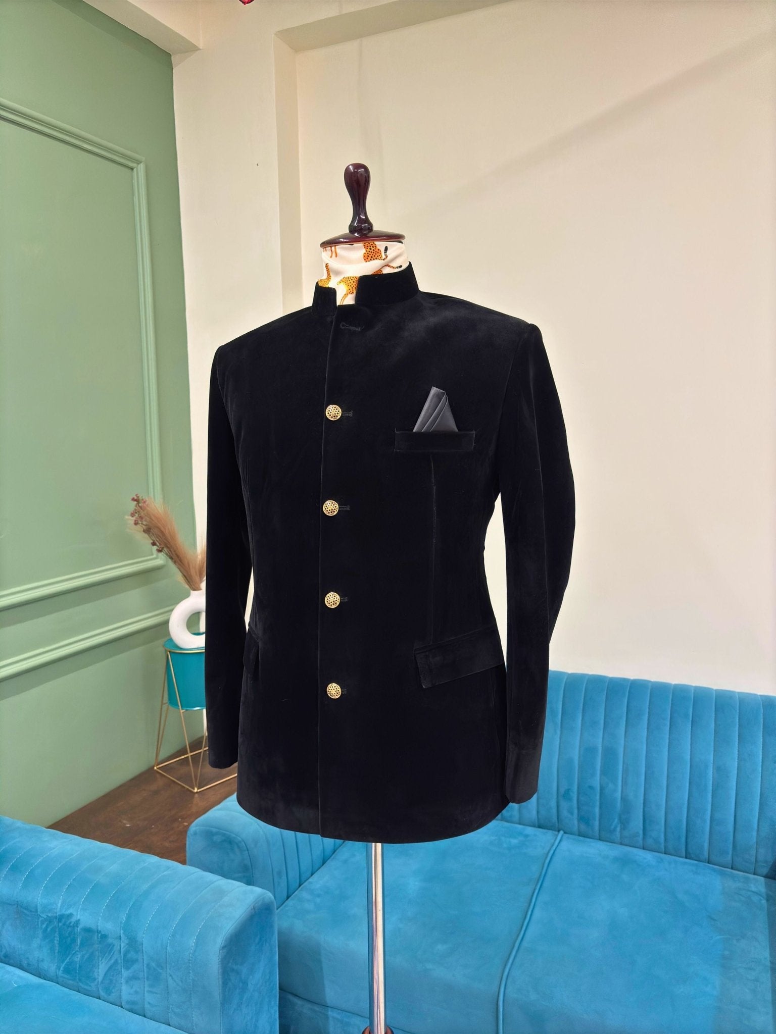 Jodhpuri Bandhgala Suit - Black - Jaipuri Crown