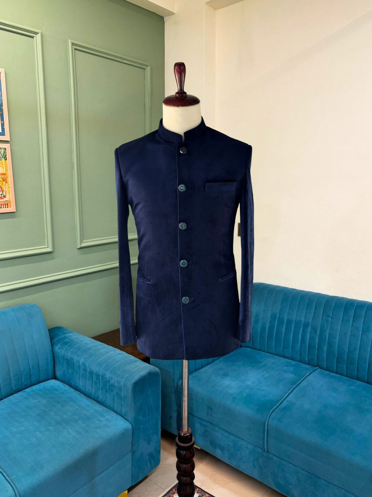 Jodhpuri Bandhgala Suit - Blue - Jaipuri Crown