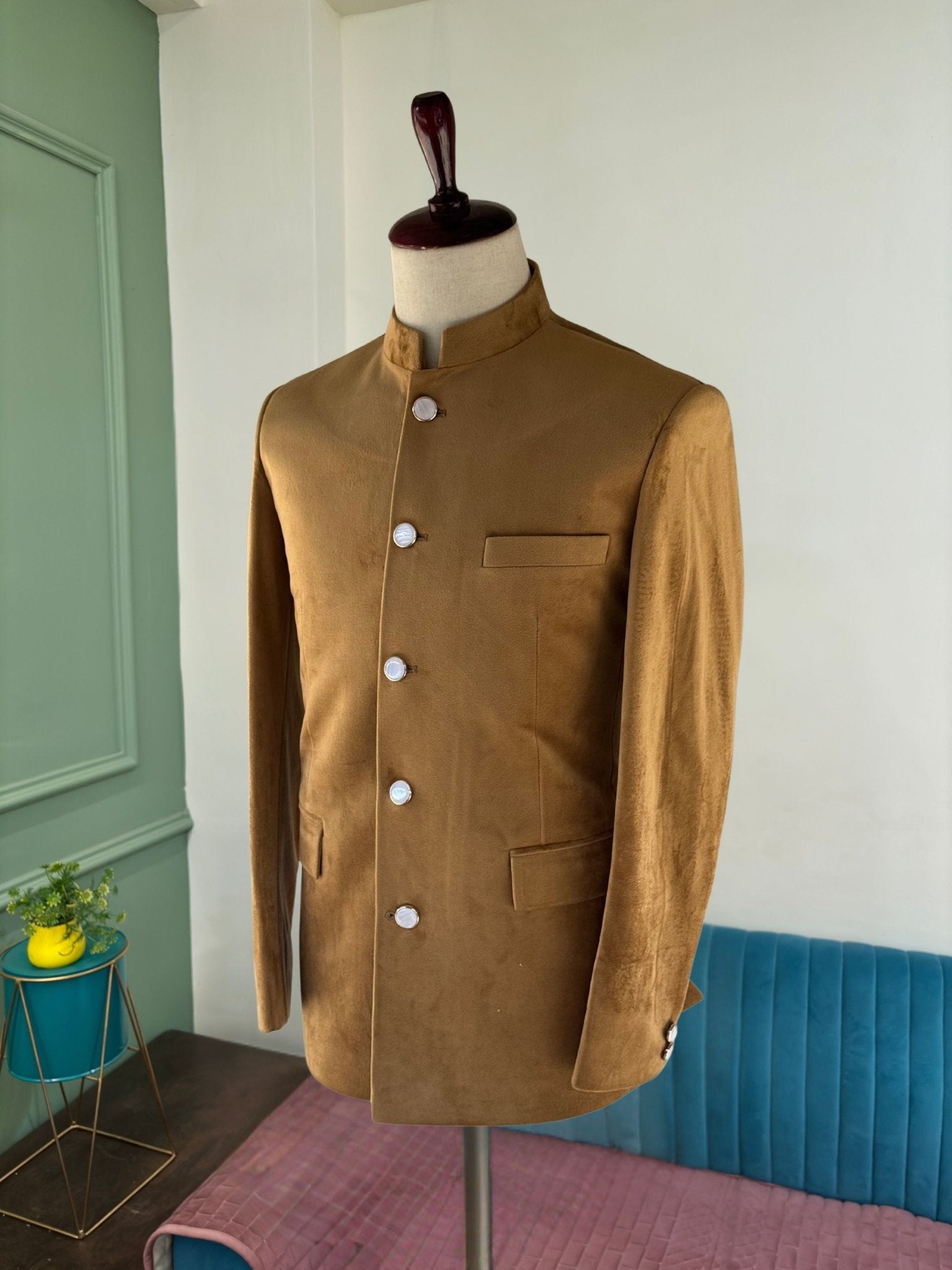 Jodhpuri Bandhgala Suit - Camel Color - Jaipuri Crown