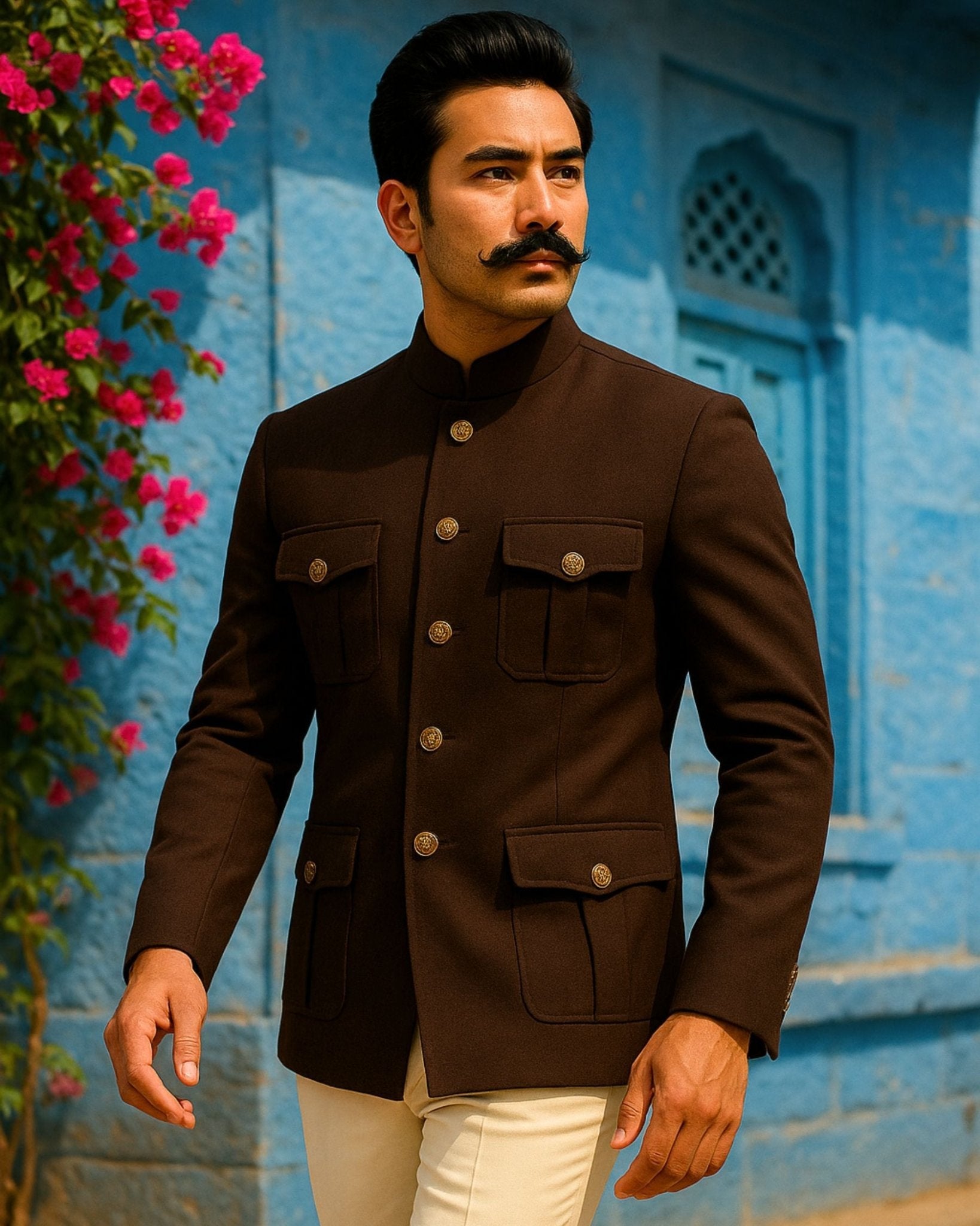 Jodhpuri Bandhgala Suit - Coffee - Jaipuri Crown