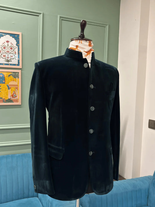 Jodhpuri Bandhgala Suit - Green - Jaipuri Crown 1536