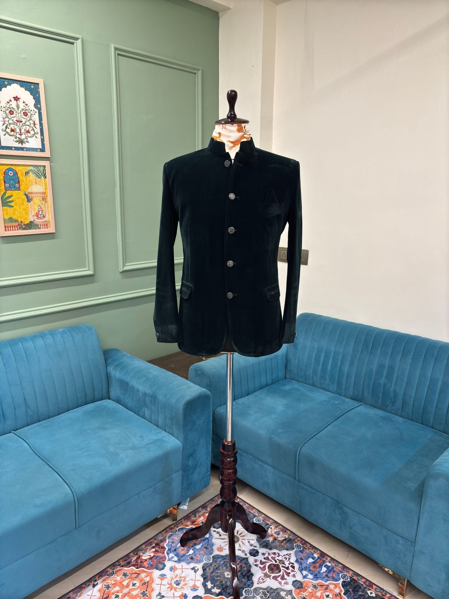 Jodhpuri Bandhgala Suit - Green - Jaipuri Crown