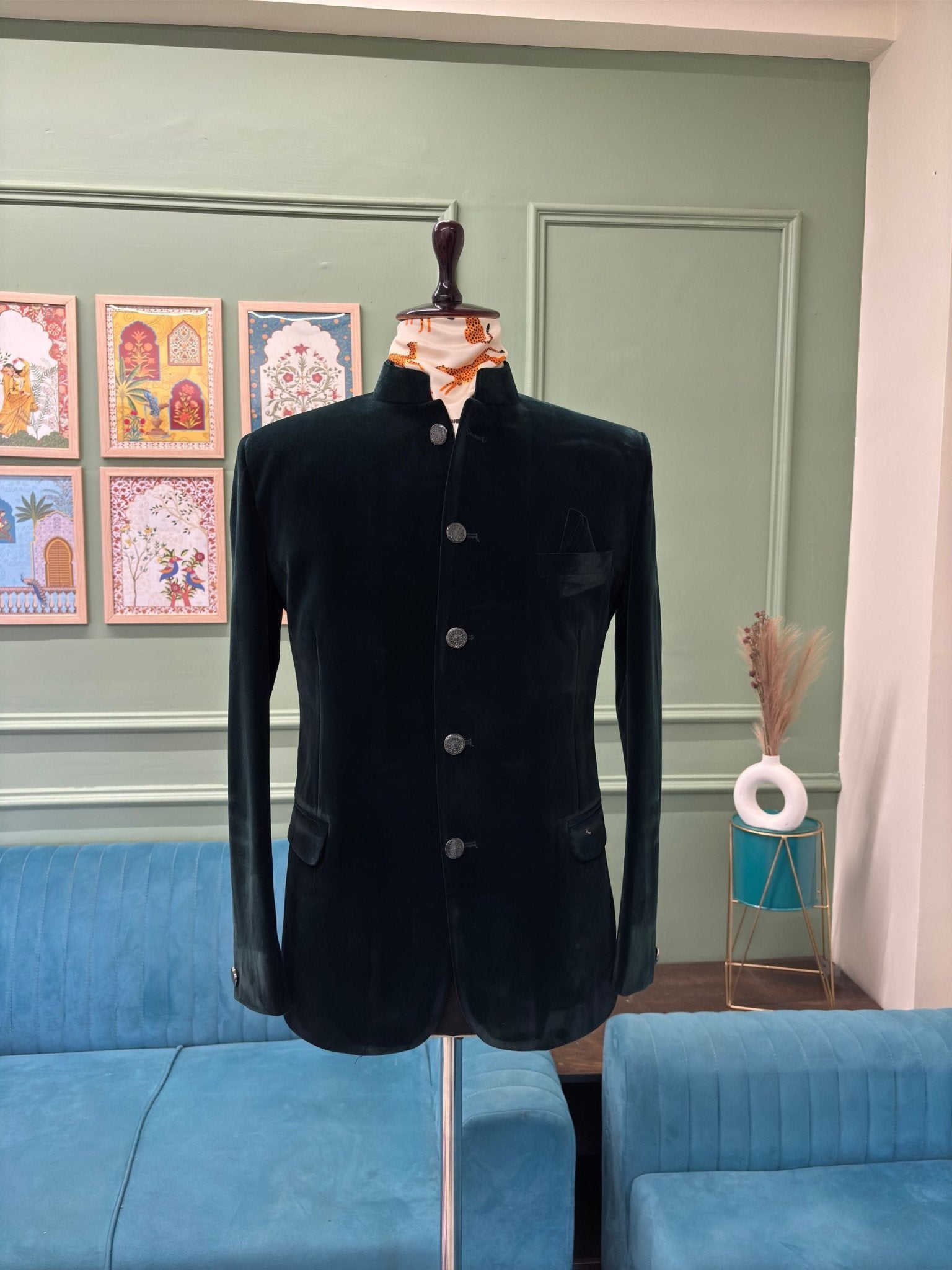 Jodhpuri Bandhgala Suit - Green - Jaipuri Crown