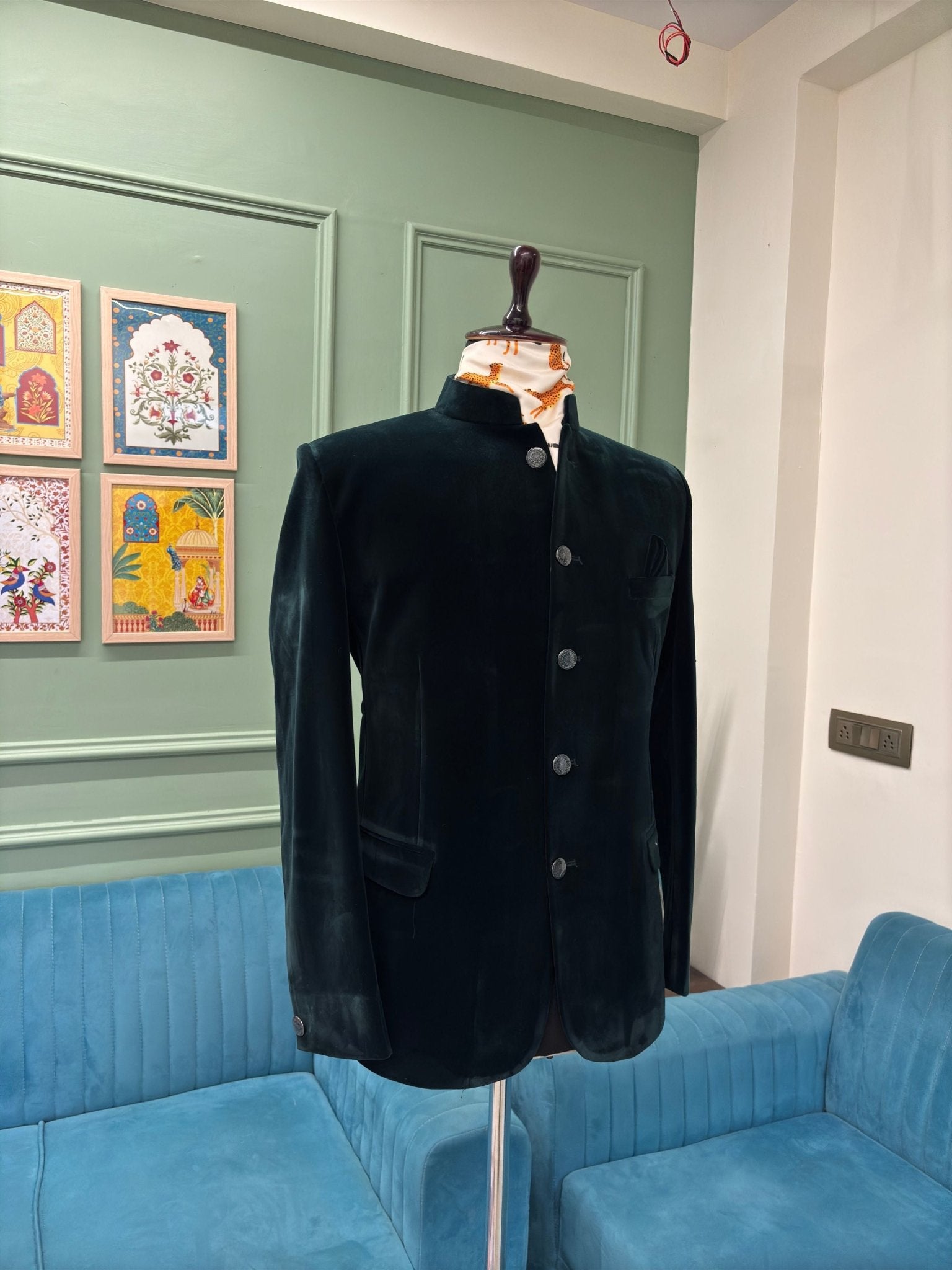 Jodhpuri Bandhgala Suit - Green - Jaipuri Crown