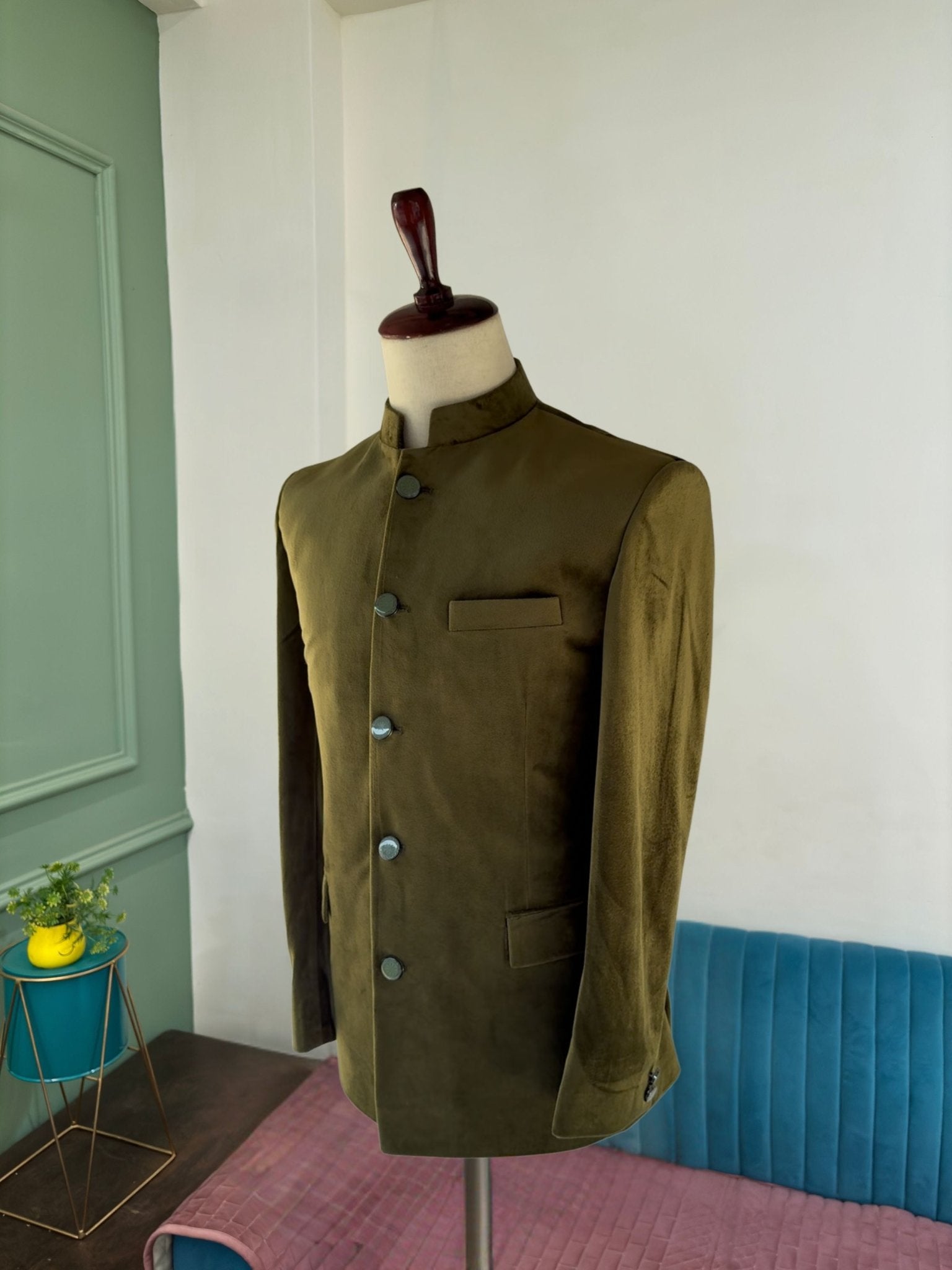 Jodhpuri Bandhgala Suit - Mehandi Green - Jaipuri Crown