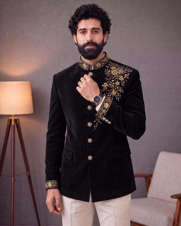 Jodhpuri Bandhgala - Zardosi Work - Jaipuri Crown