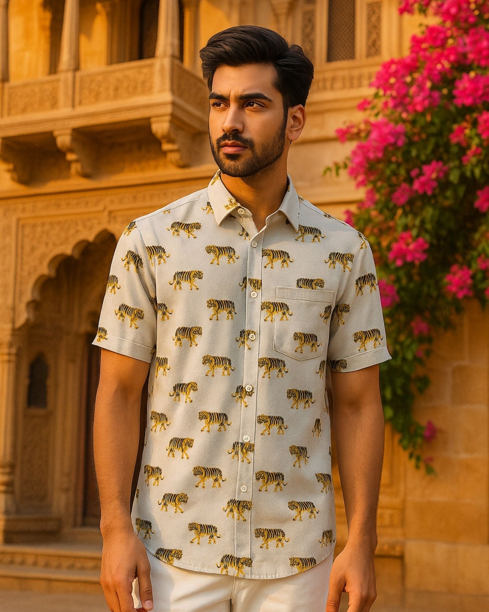 Jungle Royal – Half Sleeve Cotton Shirt - Jaipuri Crown