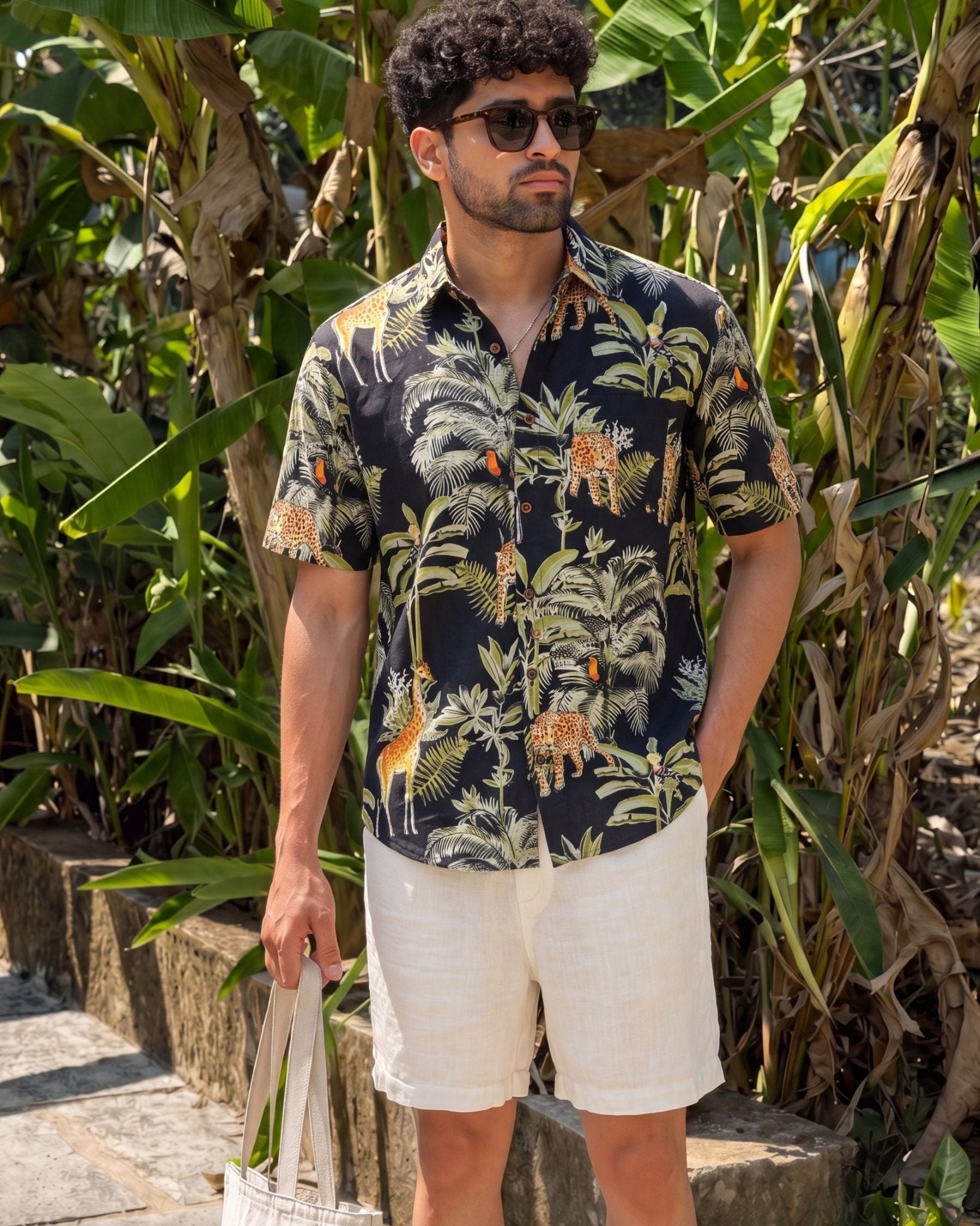 Jungle Vibes – Printed Cotton Half Sleeve Shirt - Jaipuri Crown