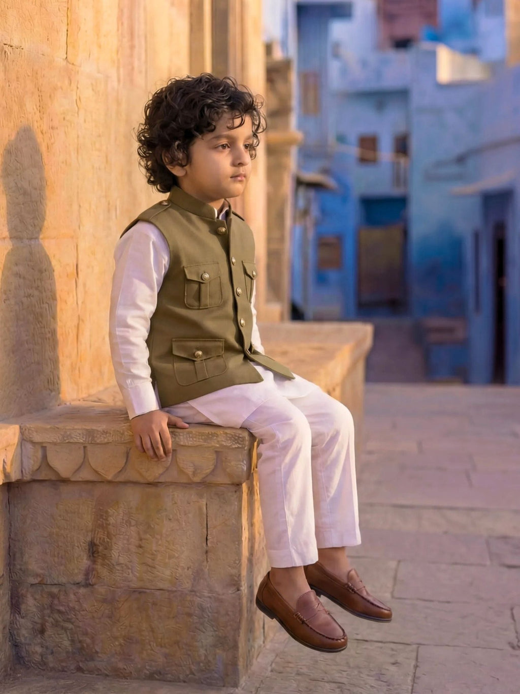 Kids' Hunting Jacket – 4-Pocket Biege - Jaipuri Crown