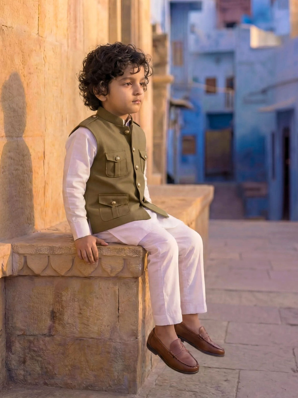 Kids' Hunting Jacket – 4-Pocket Biege - Jaipuri Crown